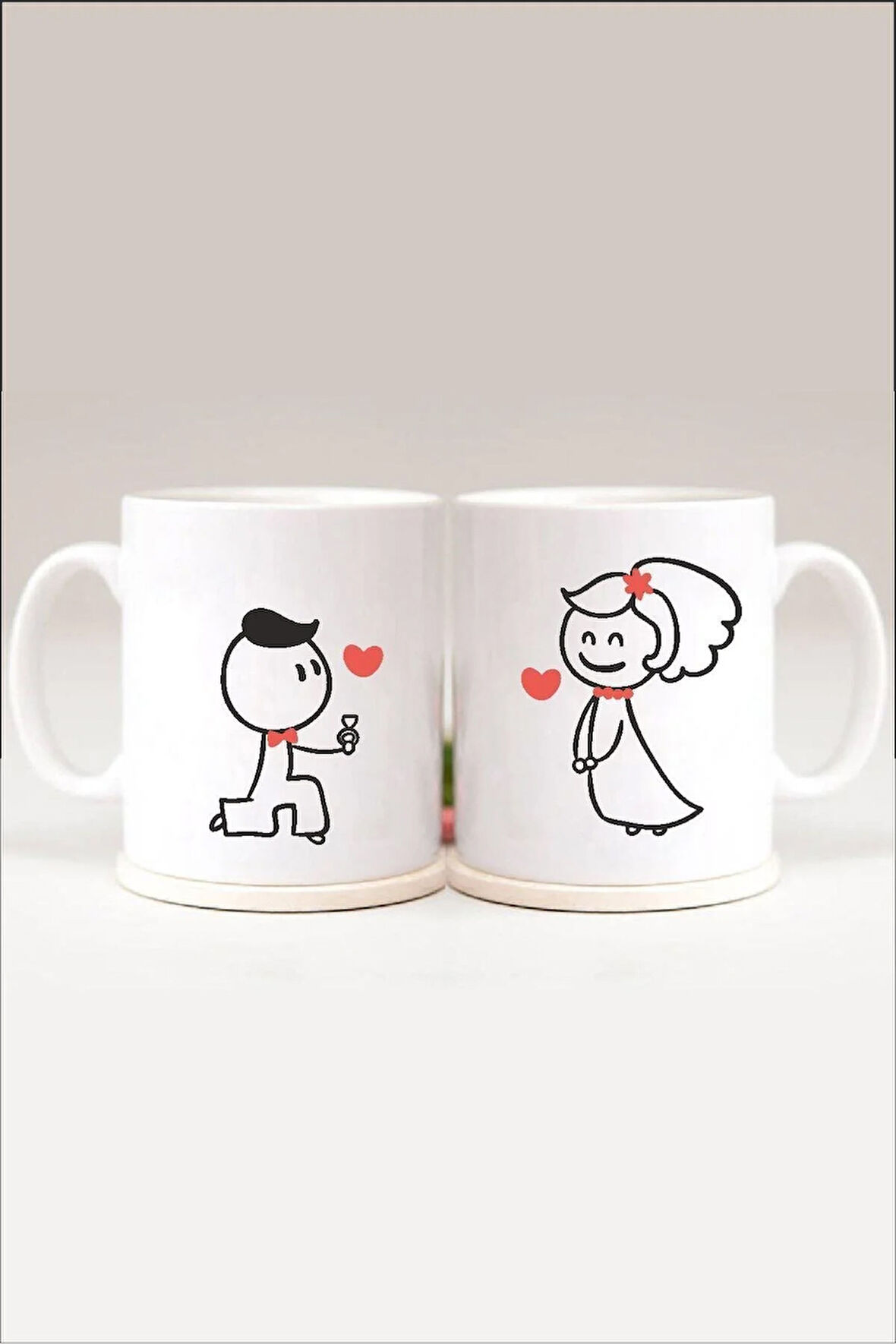 Evlilik Teklifli Baskılı Kupa Bardak Set