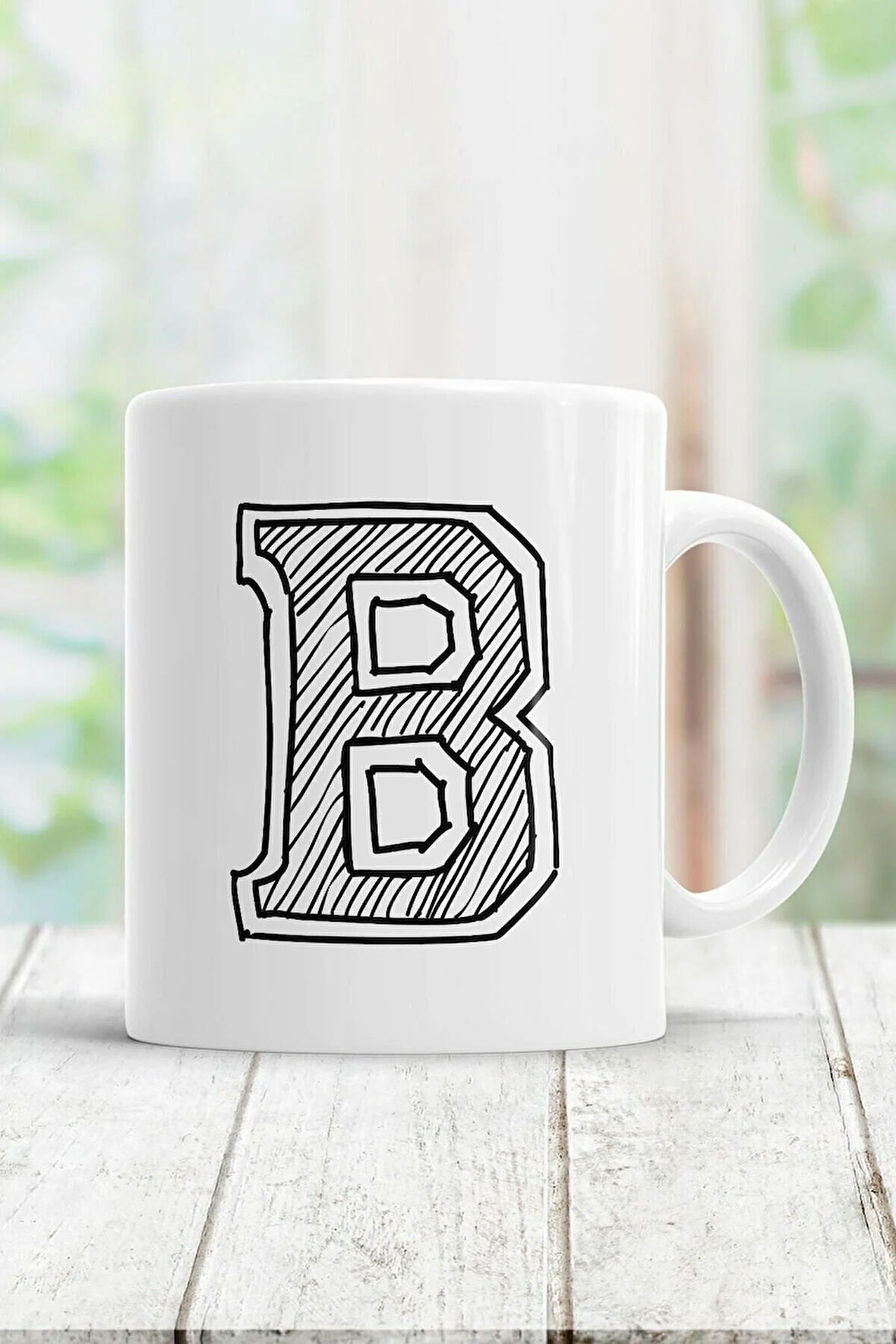 B Harfi Baskılı Kupa Bardak