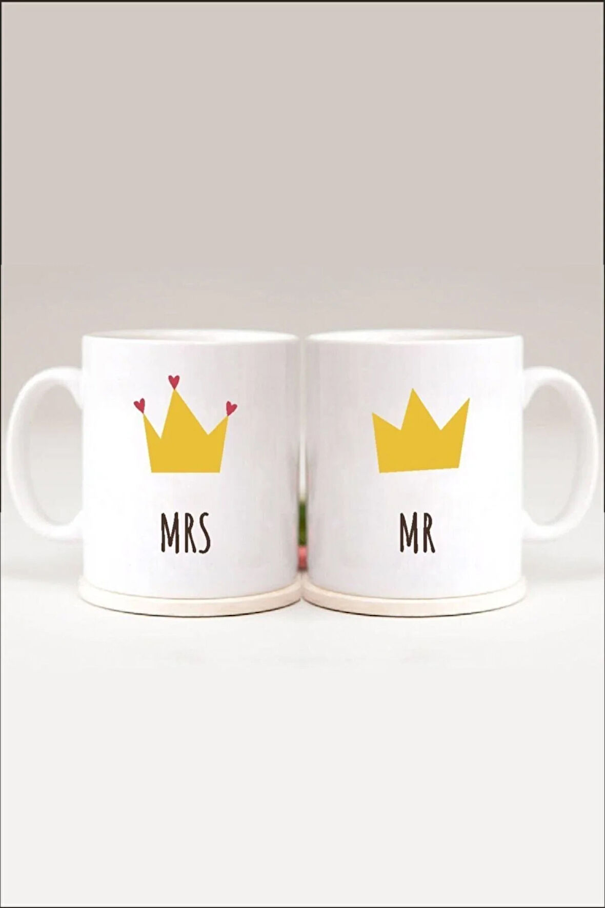 Çiftlere Özel Mrs&mr - Kral - Kraliçe Baskılı 2'li Kupa Set