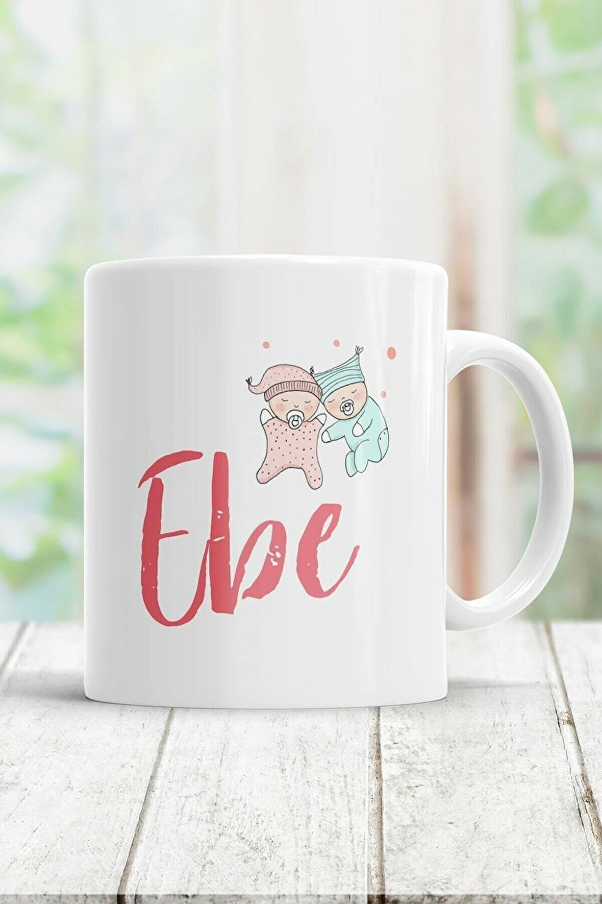 Beyaz Ebe Baskılı Kupa