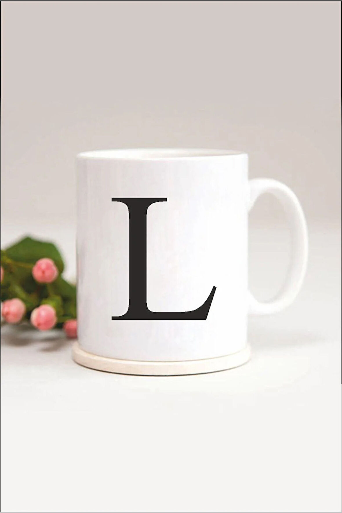 L Harfli Baskılı Kupa Bardak