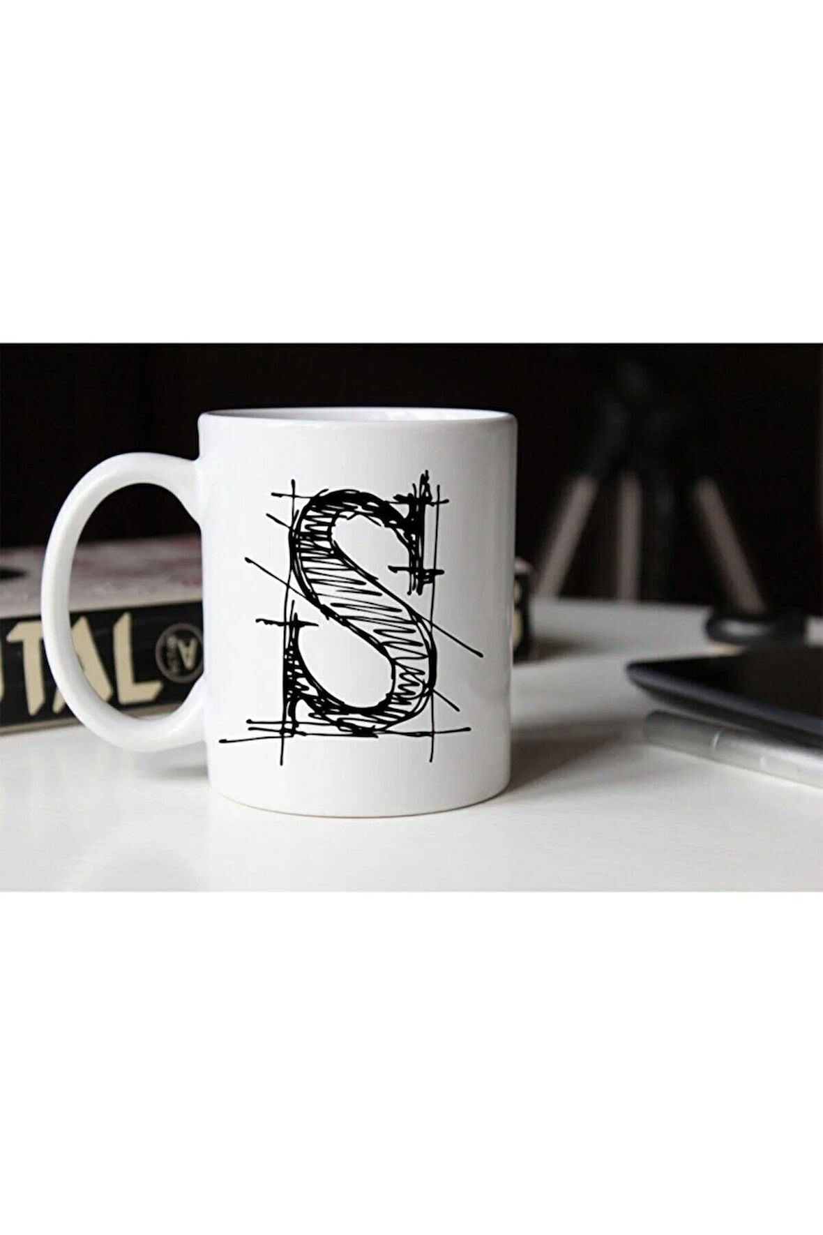 Özel Çizim S Harfli Porselen Kupa Tfshr-21