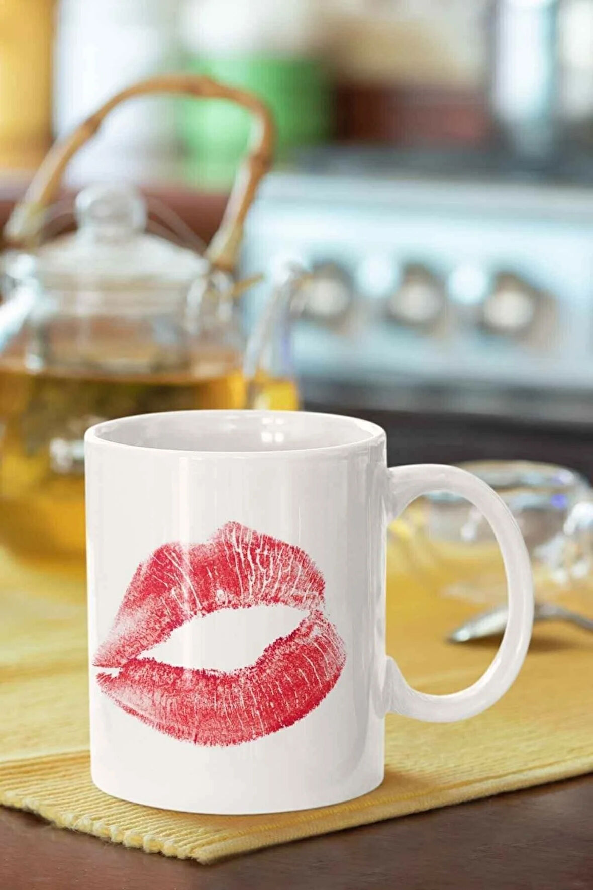 Dudak Baskılı Porselen Kupa Bardak