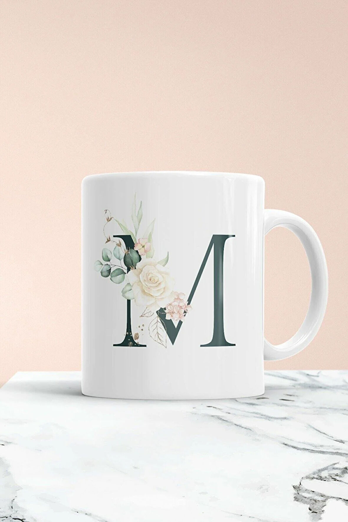 M Harf Baskılı Kupa Bardak