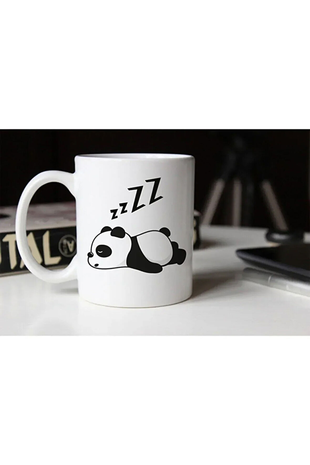 Uyuyan Panda Temalı Beyaz Porselen Kupa Tfspr-38