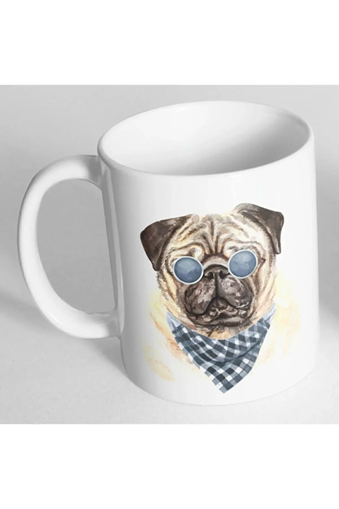 Pug Fular Gözlüklü Baskılı Kupa Bardak