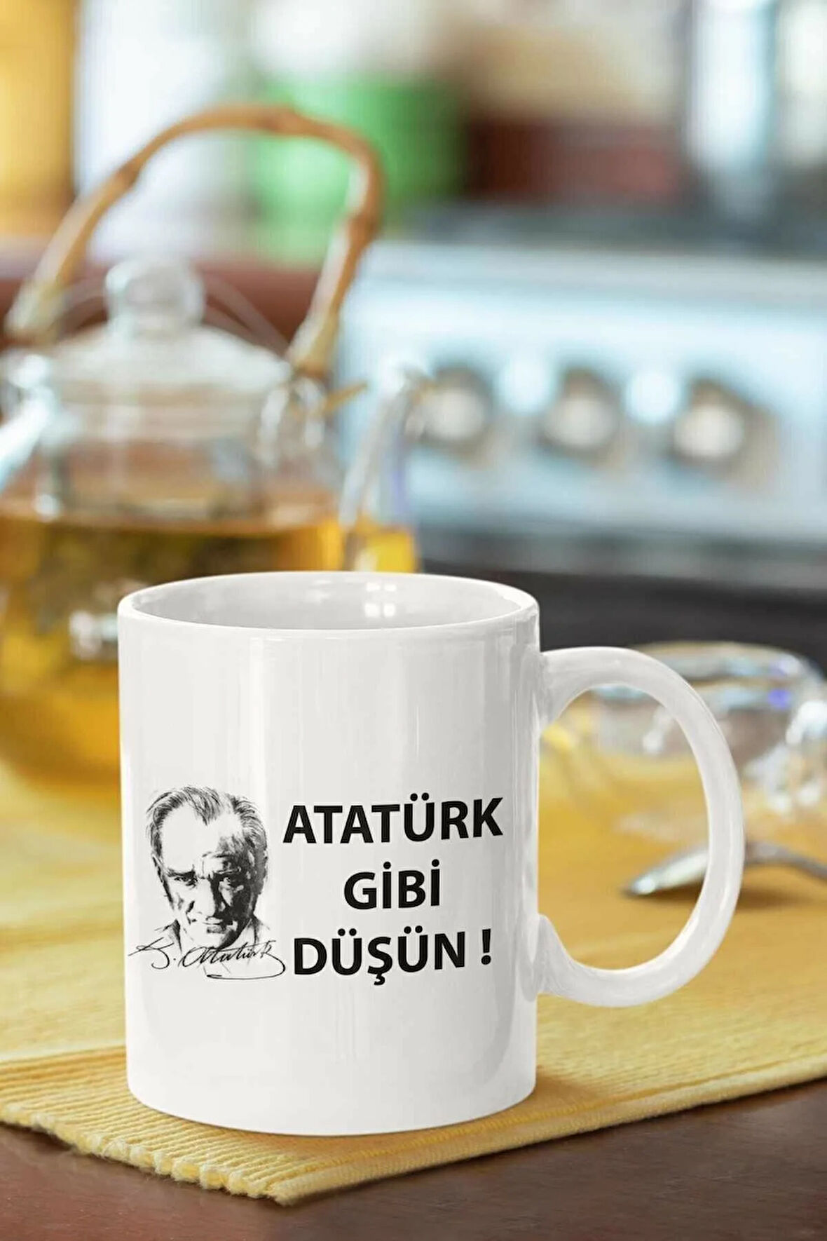 Atatürk Gibi Düşün Baskılı Porselen Kupa Bardak