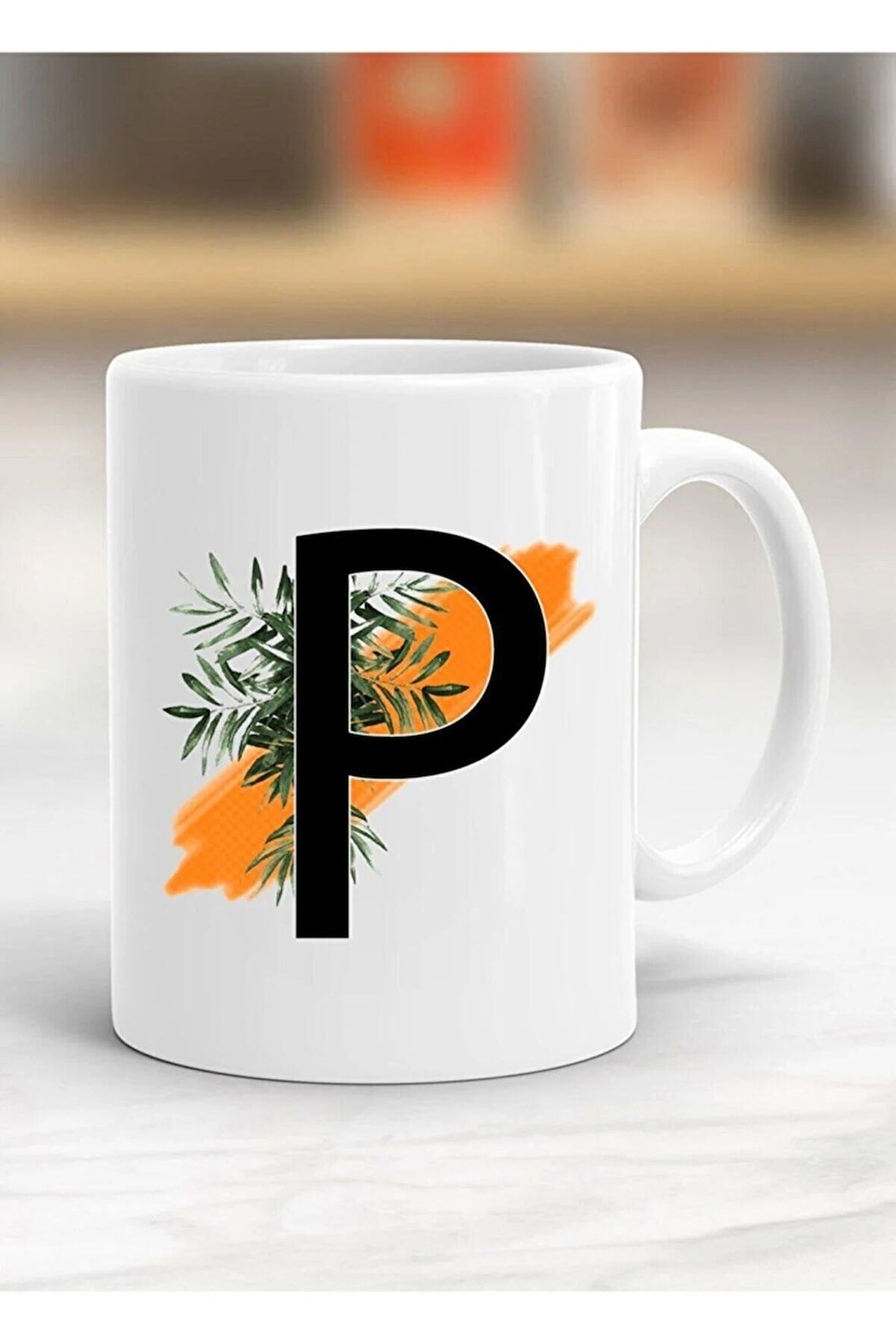 P Harfi Baskılı Kupa Bardak - Resimli Kupa Bardak - Hediyelik Bardak - Bardak Baskı