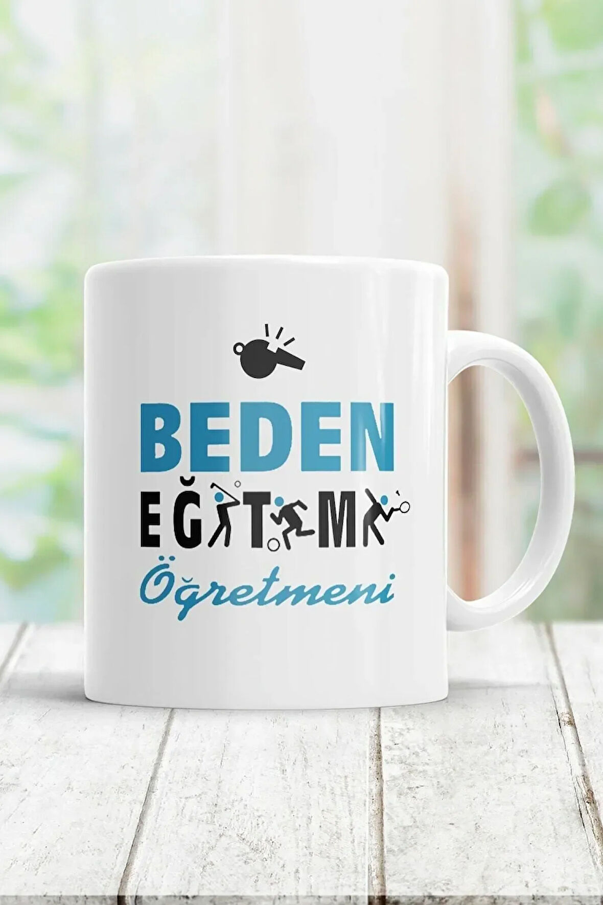 Beyaz Beden Eğitimi Öğretmeni Kupa Bardak