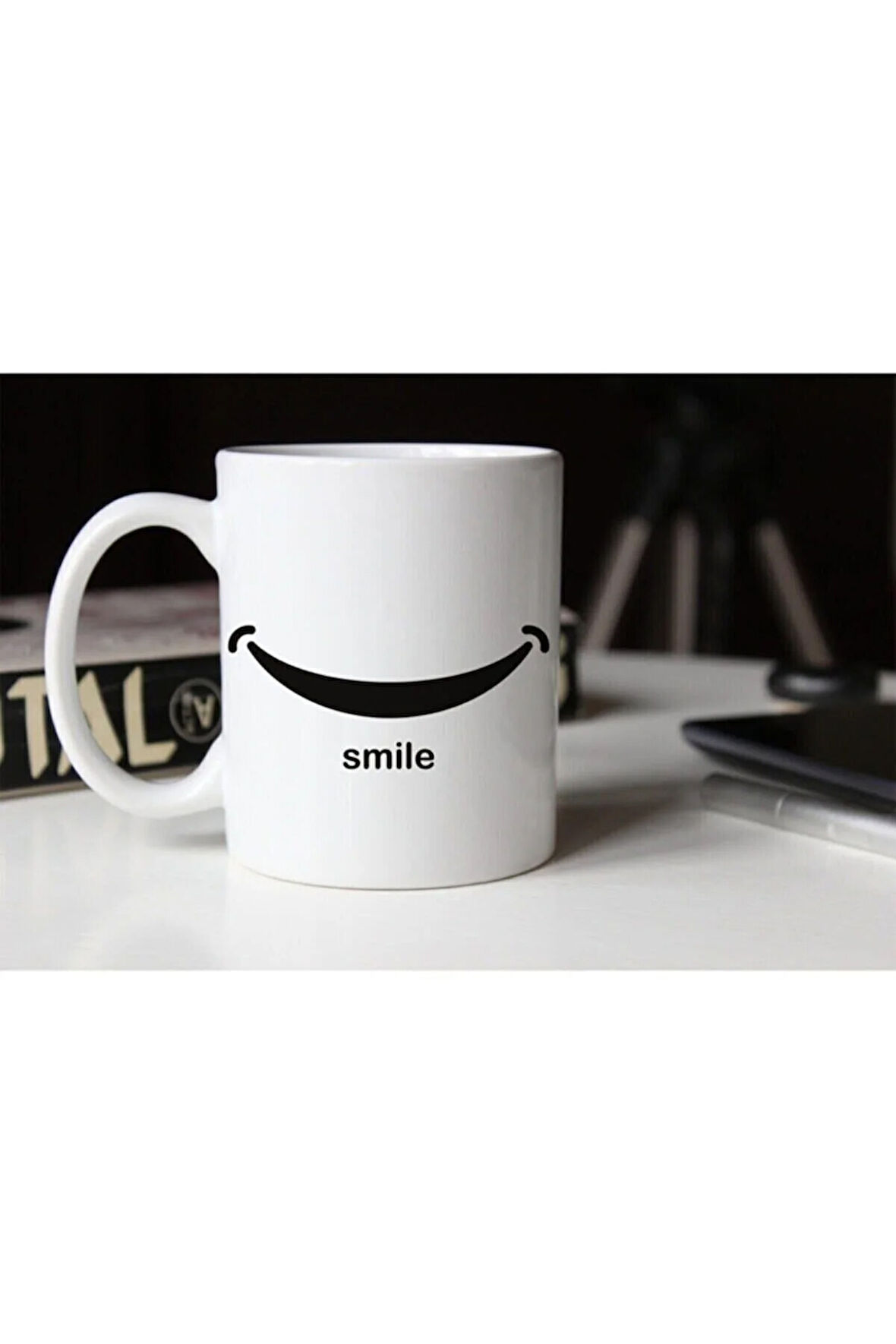 Özel Tasarım Smile Baskılı Beyaz Kupa Bardak Tfkr