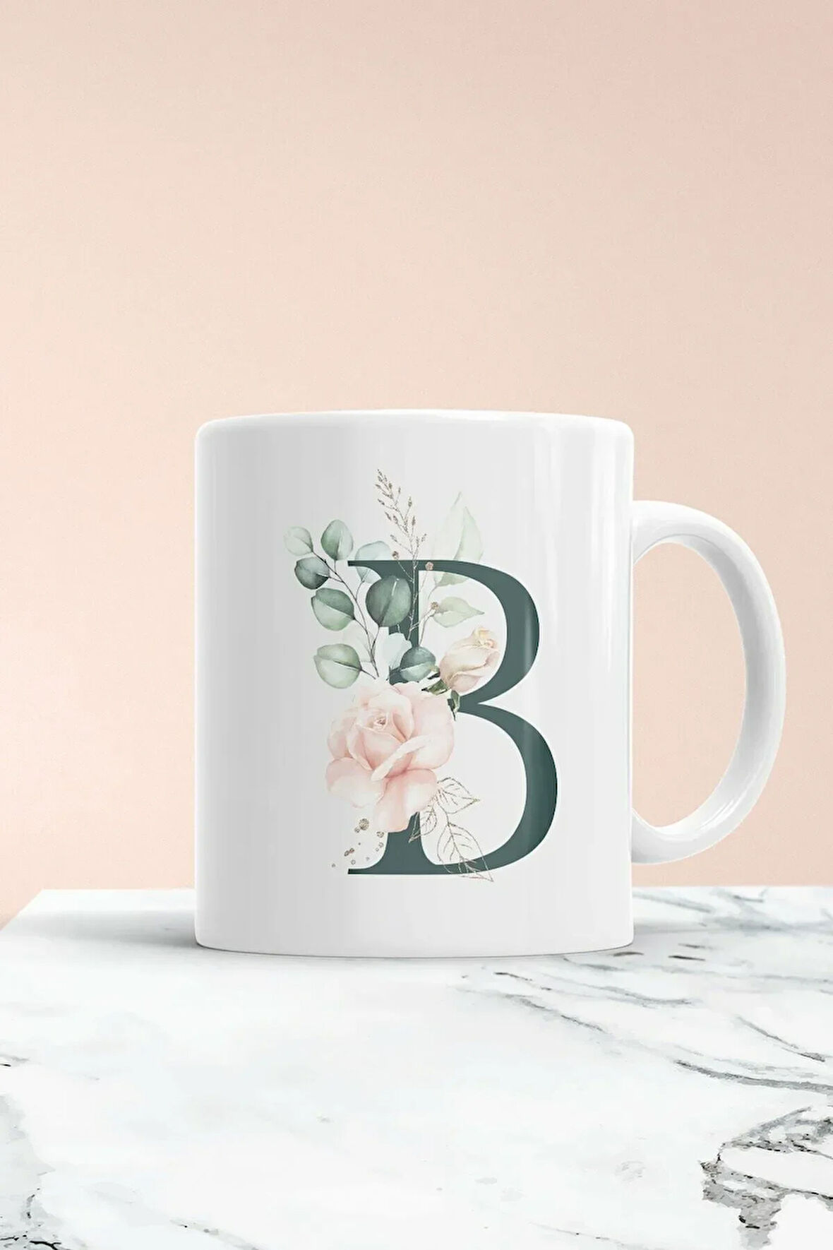 B Harf Baskılı Spring Koleksiyon Kupa Bardak