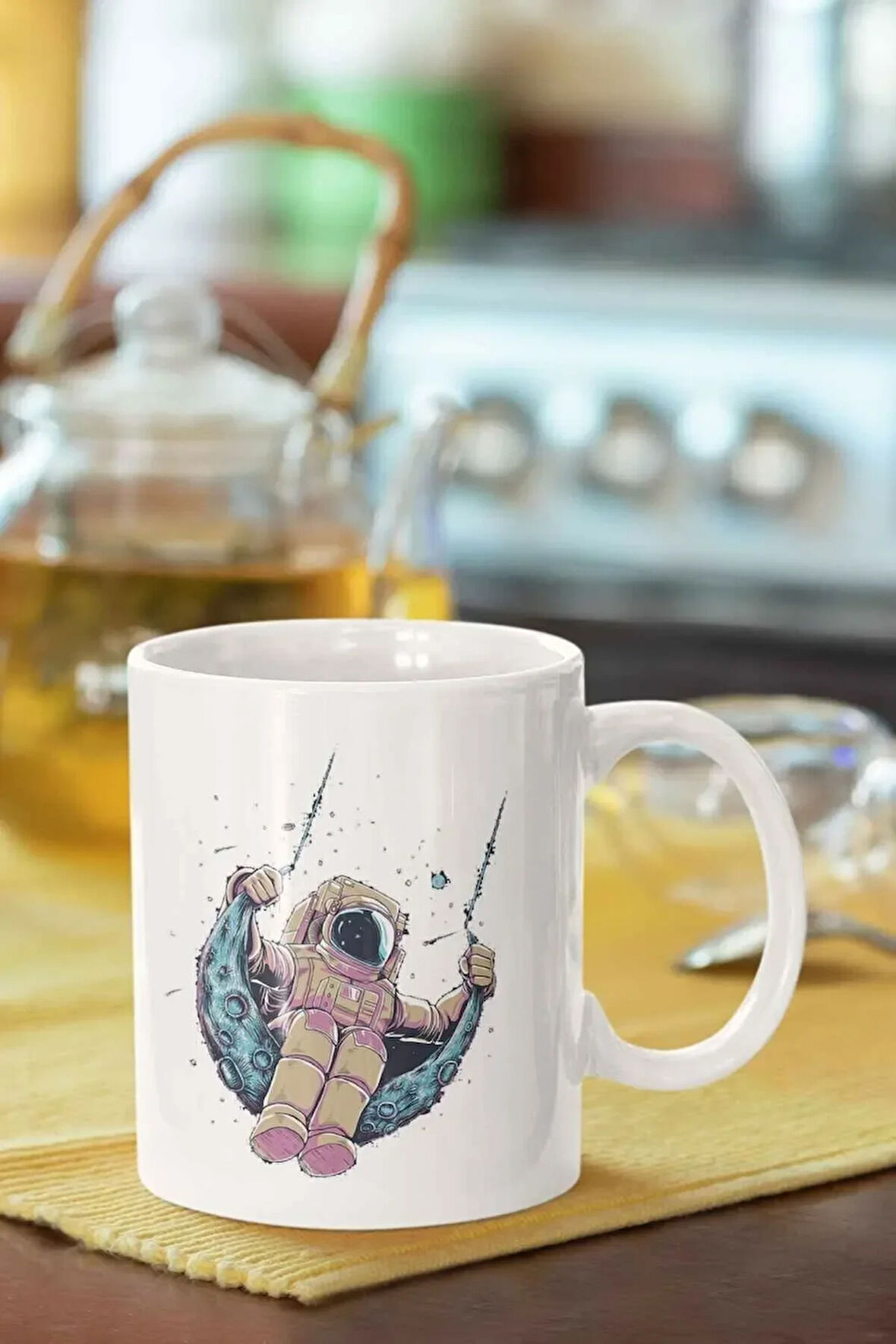 Astronot Baskılı Porselen Kupa Bardak
