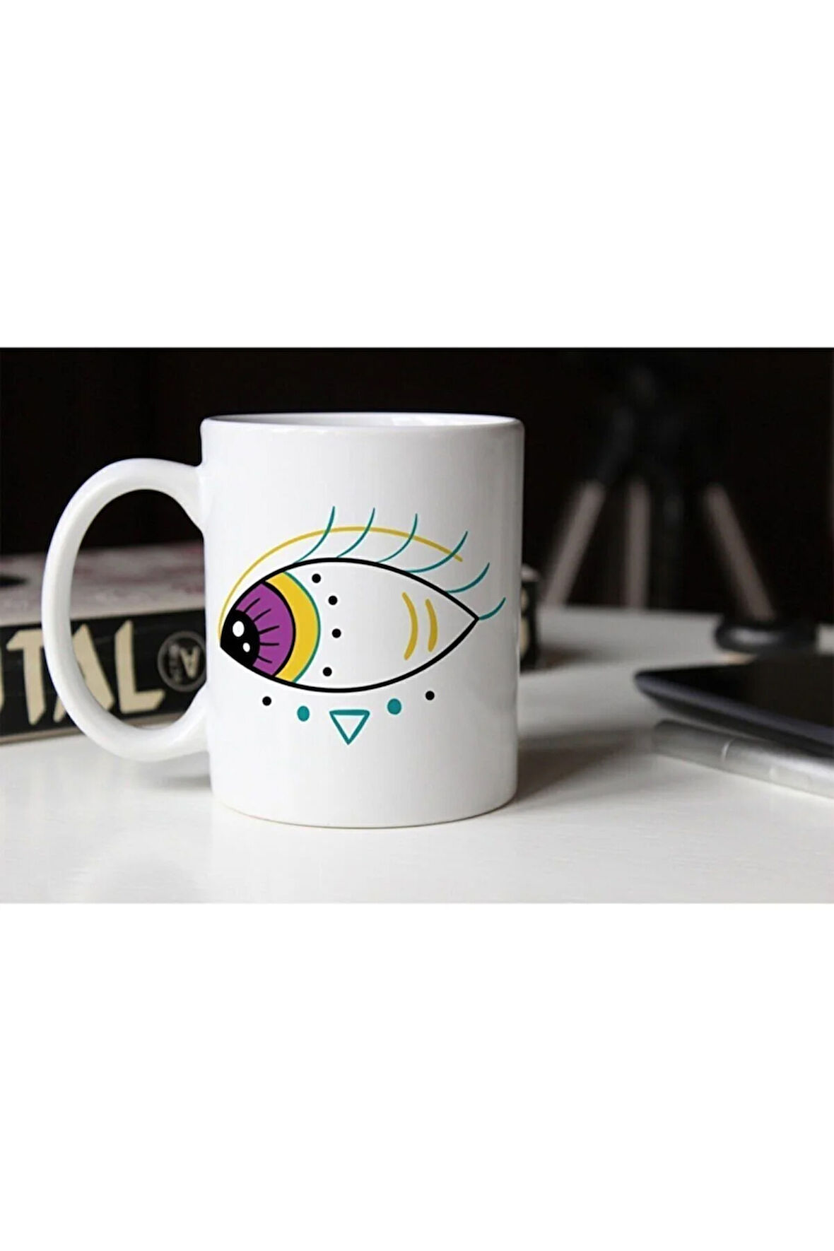 Özel Tasarım Göz Baskılı Porselen Kupa Bardak- 009 Tfkp