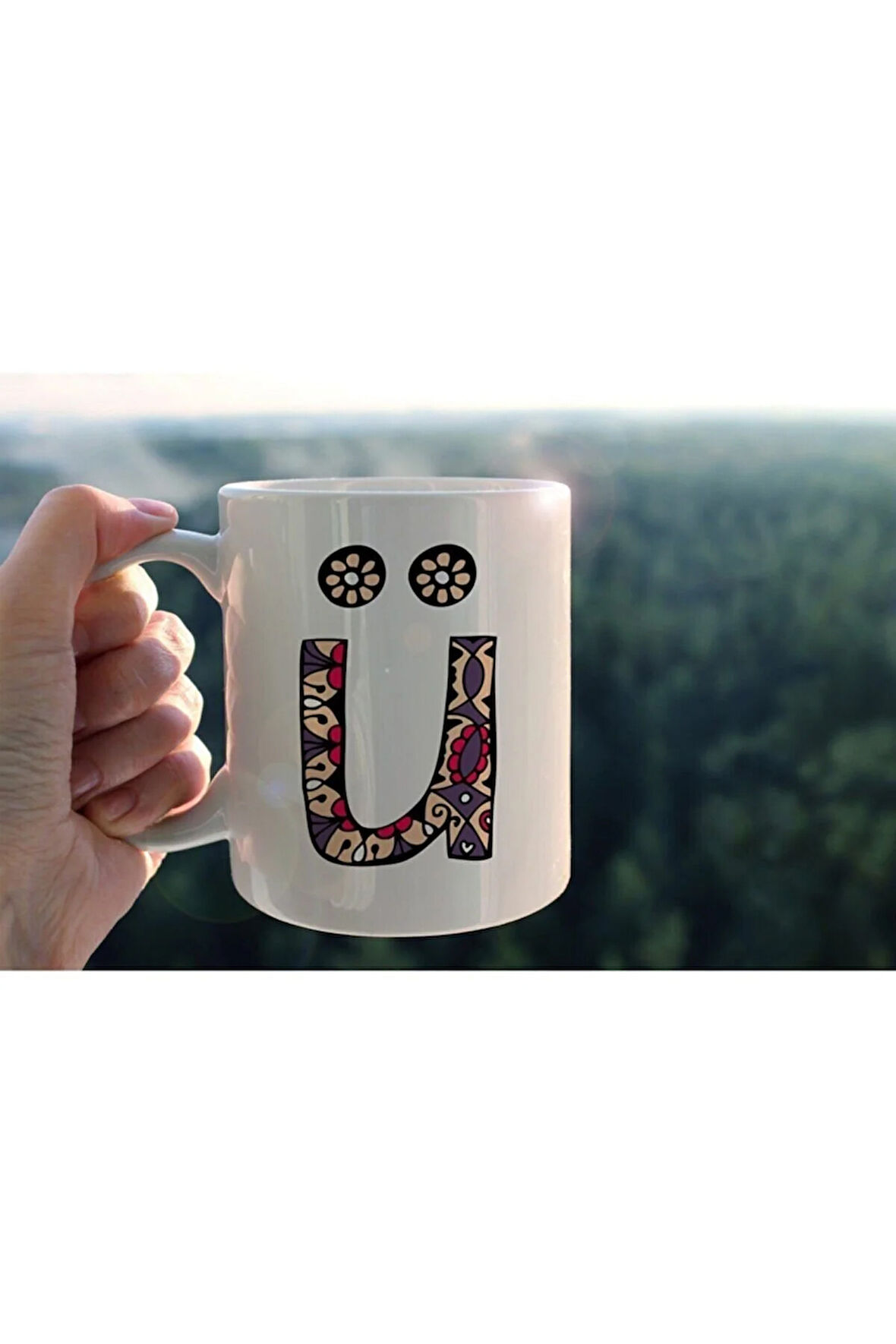 Özel Tasarım Ü Harfli Porselen Kupa Tfhr-25