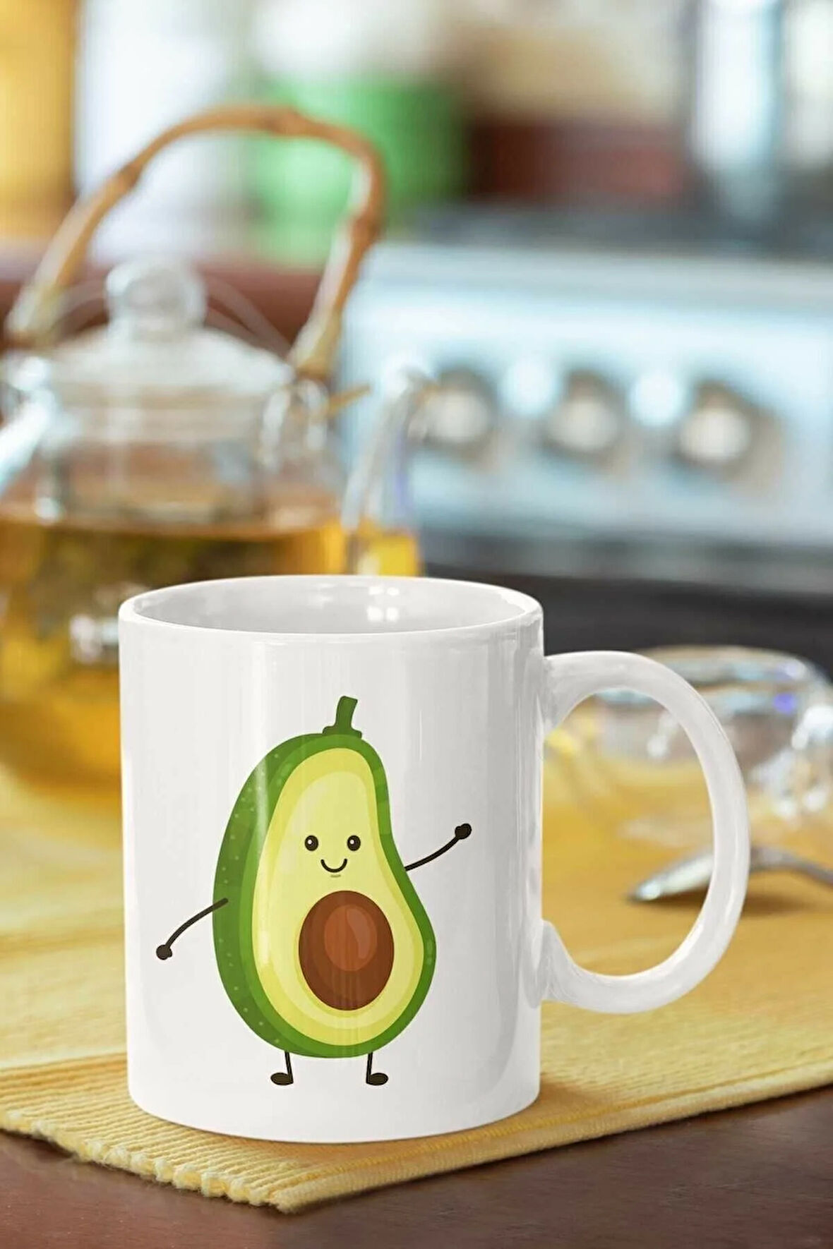 Avokado Baskılı Porselen Kupa Bardak