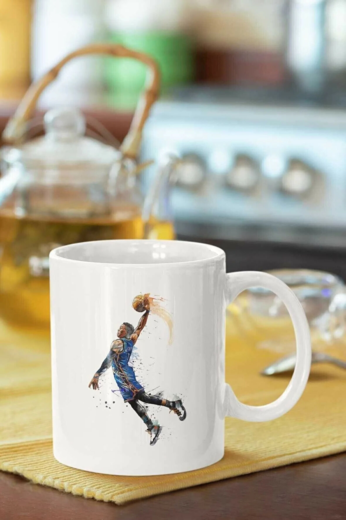 Basketbolcu Baskılı Porselen Kupa Bardak