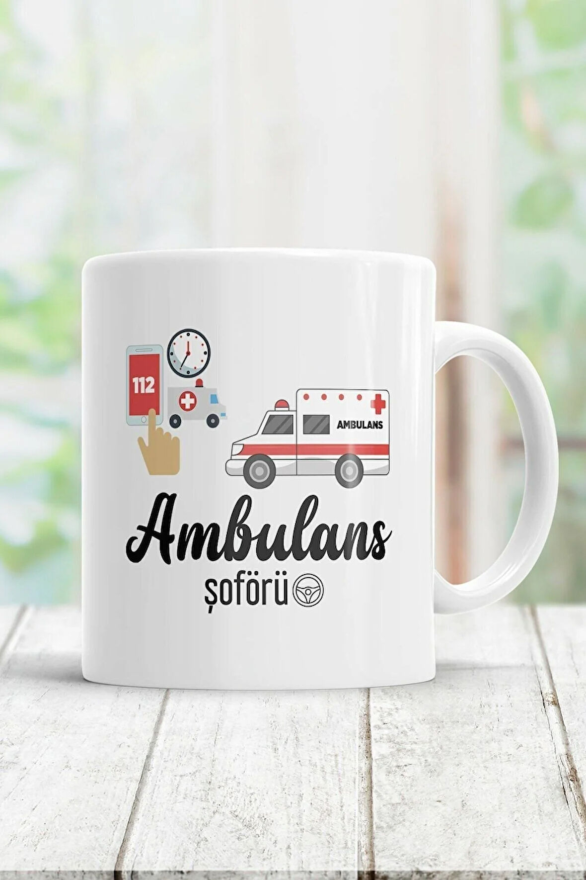 Beyaz Ambulans Şoförü Kupa Bardak