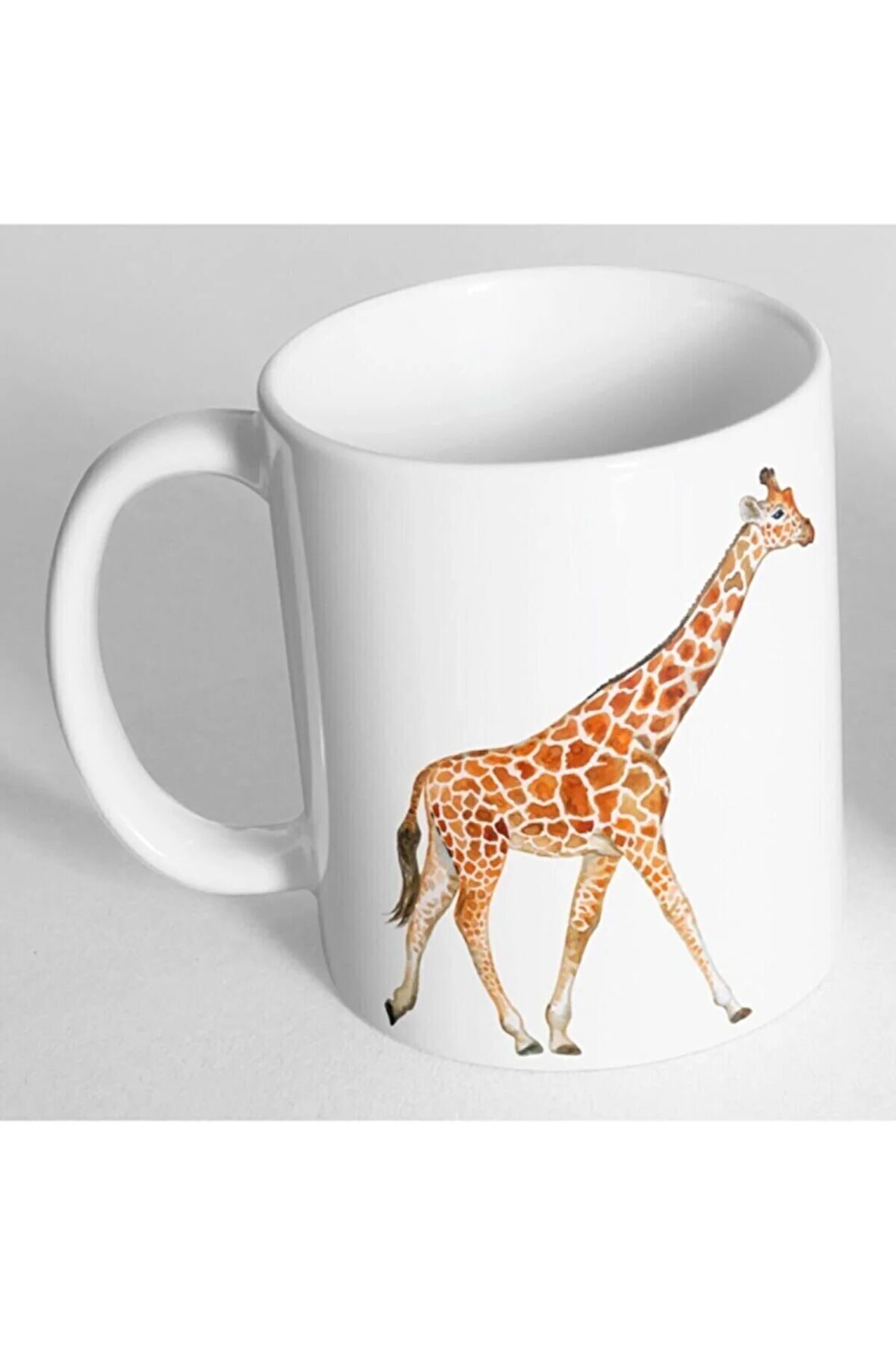 Beyaz Zürafa Resim Baskılı Kupa Bardak Bdh557