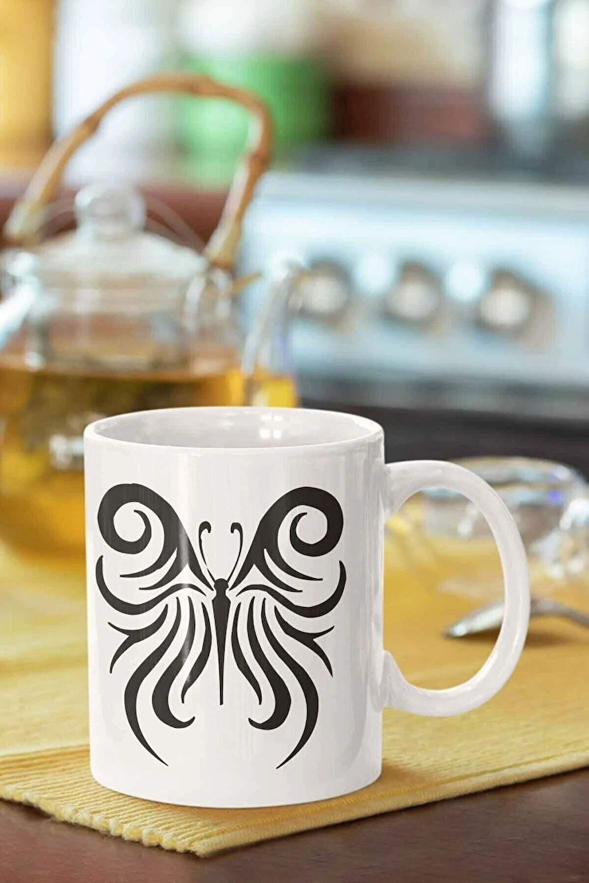 Motif Baskılı Porselen Kupa Bardak