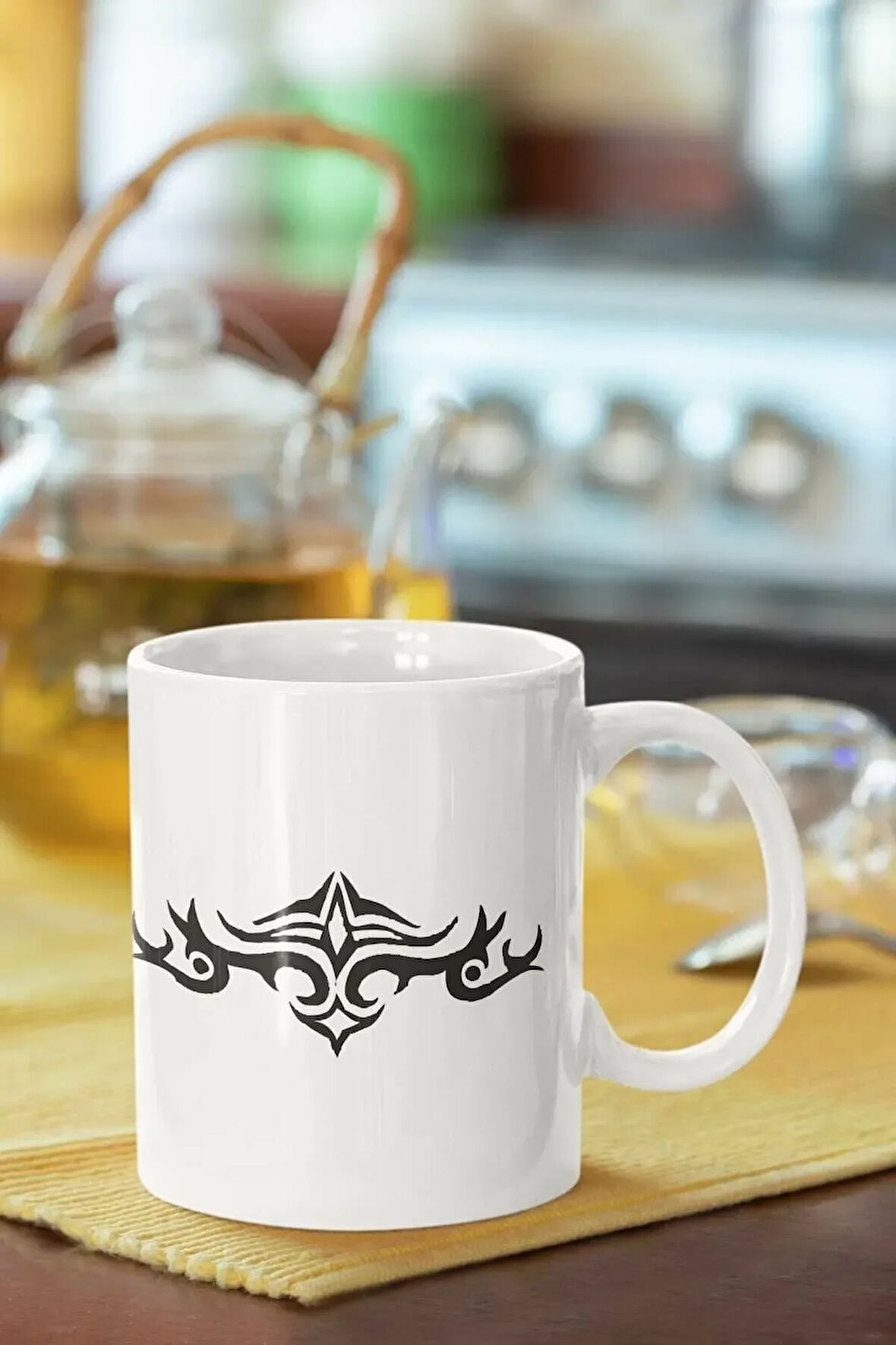 Motif Baskılı Porselen Kupa Bardak