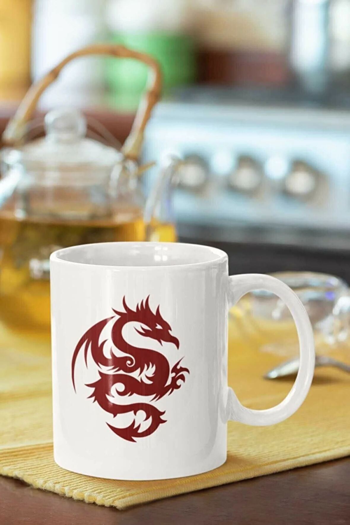 Motif Baskılı Porselen Kupa Bardak