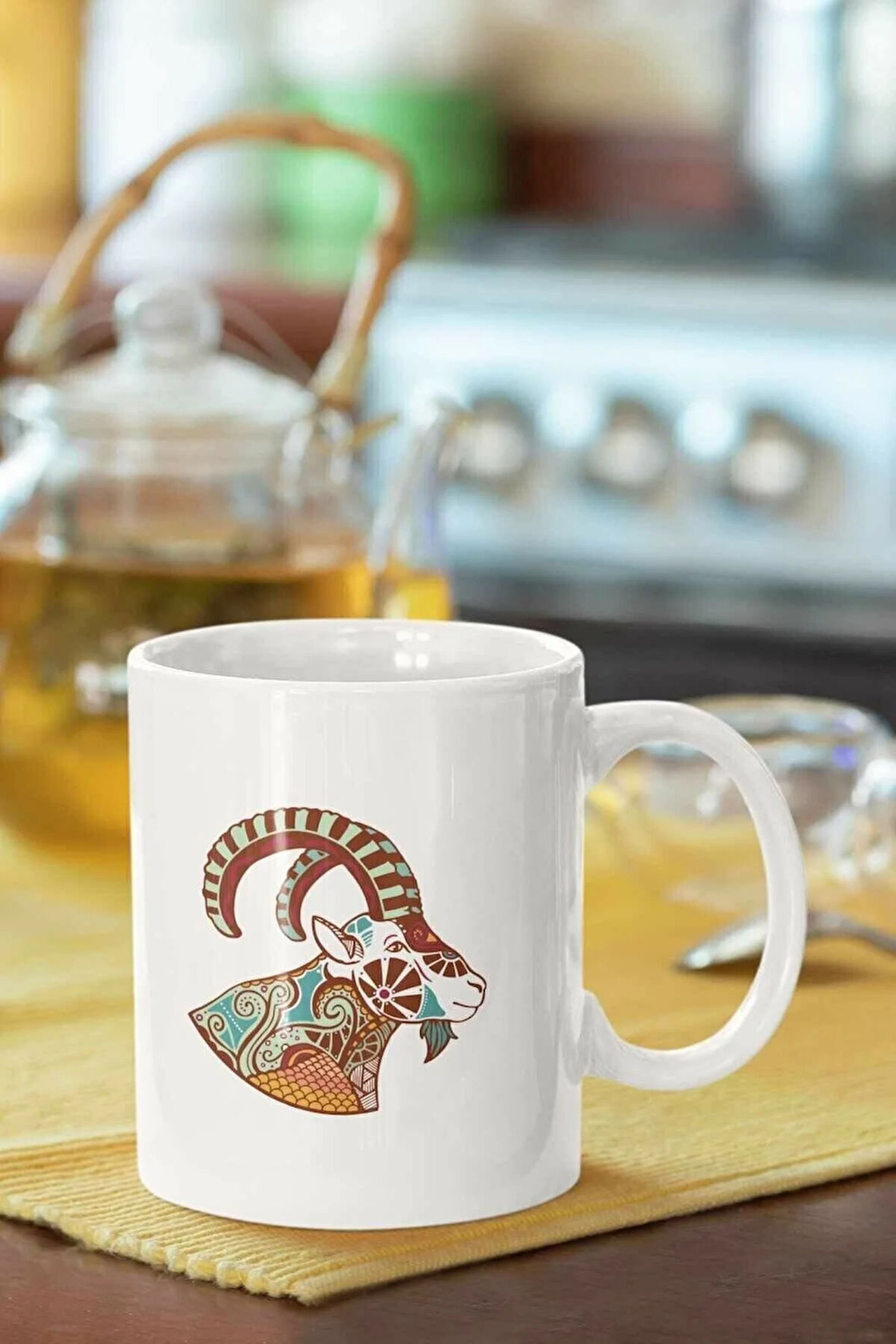 Koç Burcu Baskılı Porselen Kupa