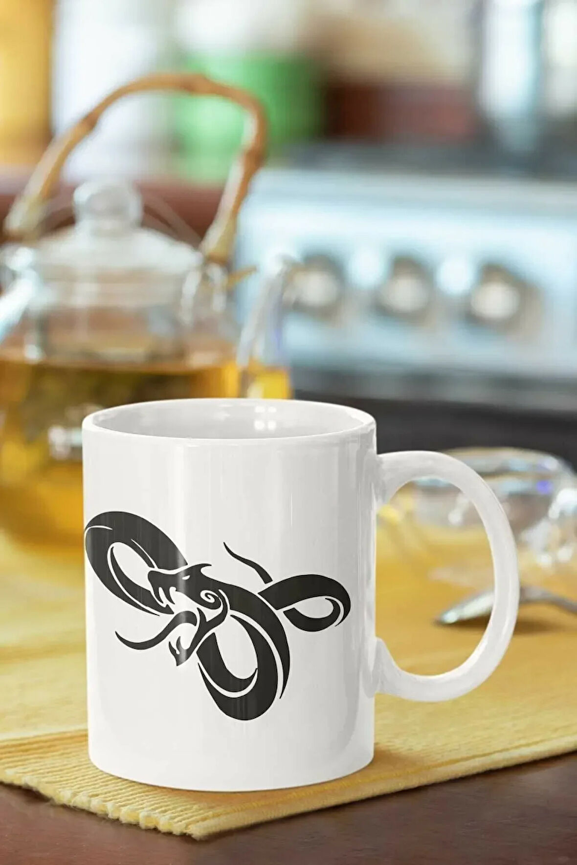 Motif Baskılı Porselen Kupa Bardak