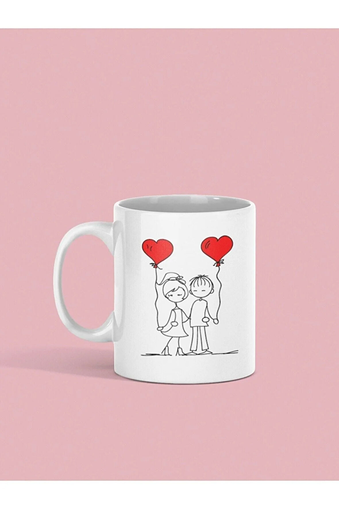 Beyaz Sevimli Sevgililer Baskılı Kupa