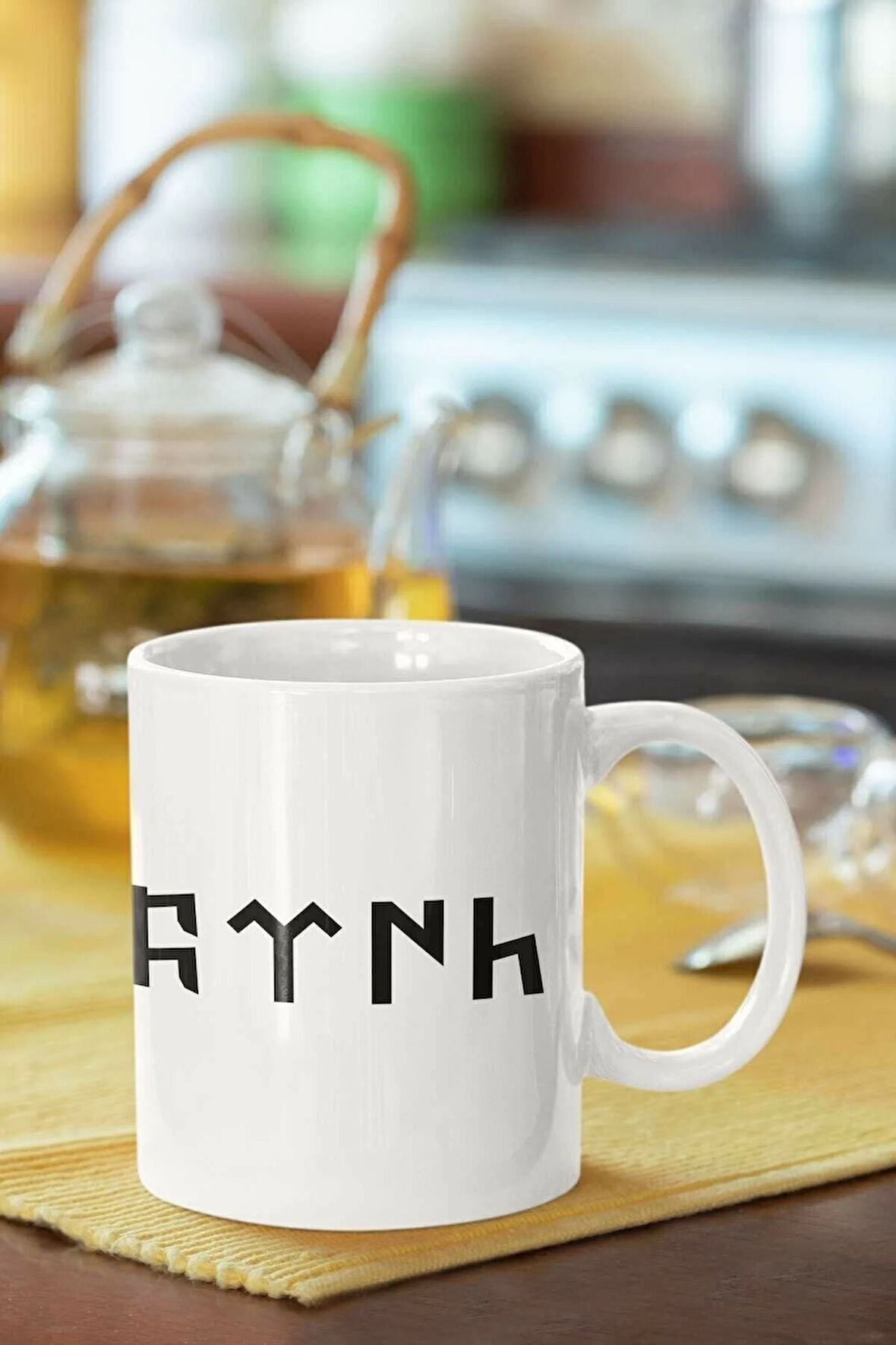 Göktürk Türk Yazılı Porselen Kupa Bardak