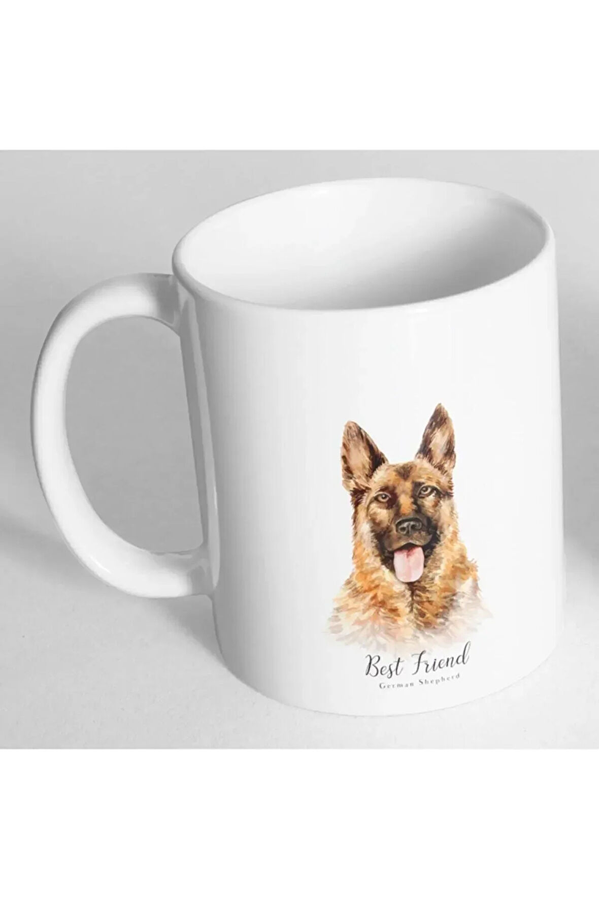 Beyaz Best Friend German Shepherd Resim Baskılı Kupa Bardak