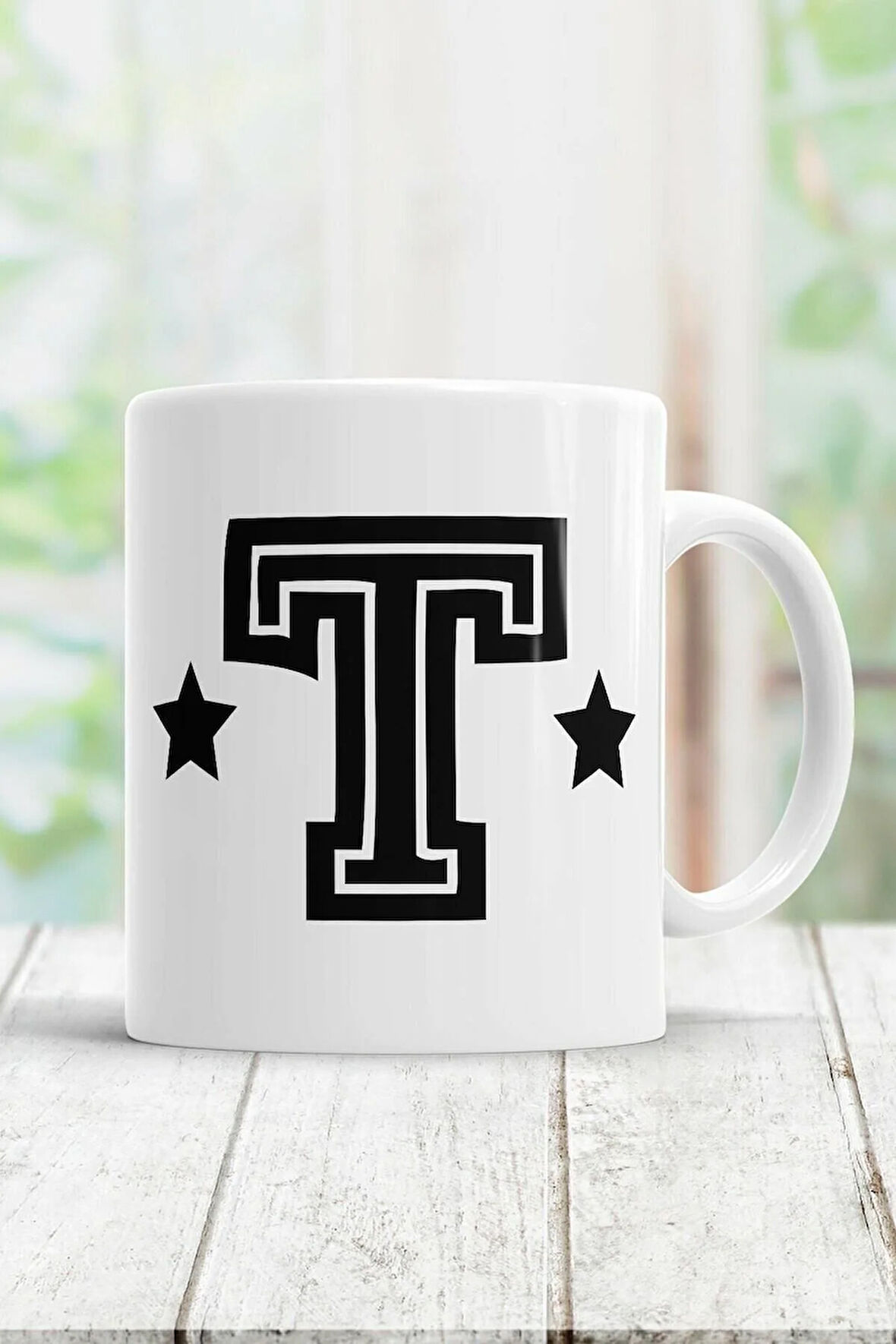 E Harfi Baskılı Kupa Bardak