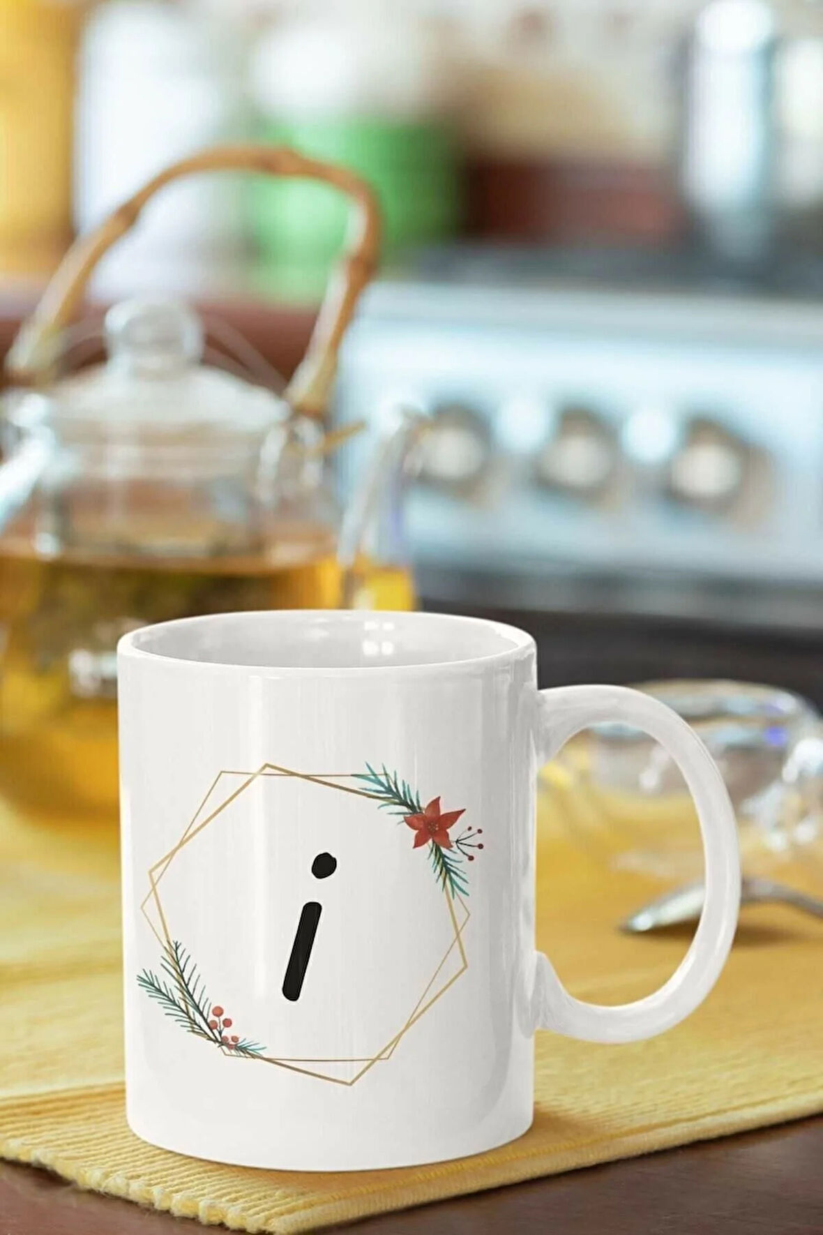 I Harfi Baskılı Porselen Kupa Bardak