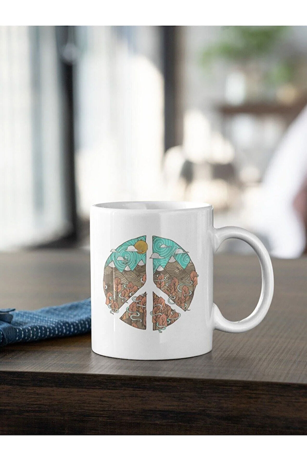 Doğa Temalı Barış Işareti Baskılı Kupa Kıo-k-