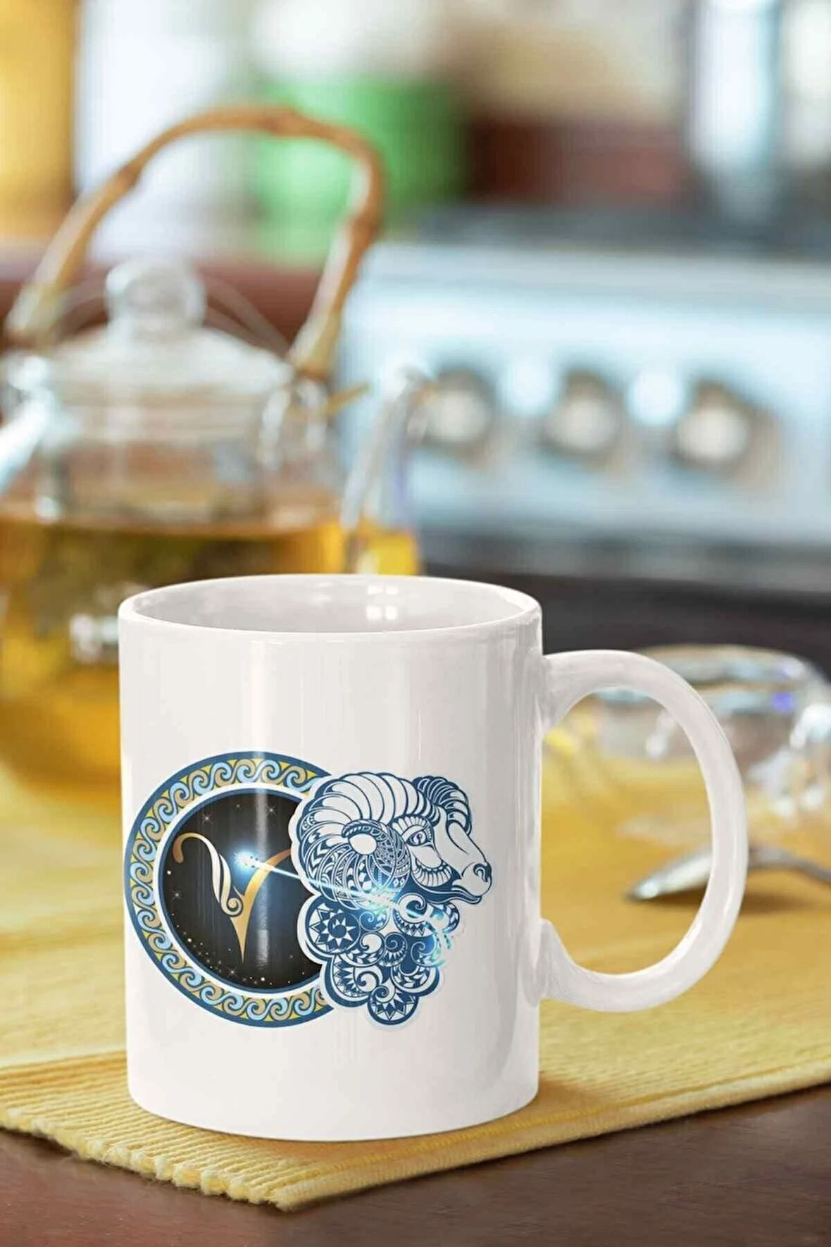 Koç Burcu Baskılı Porselen Kupa