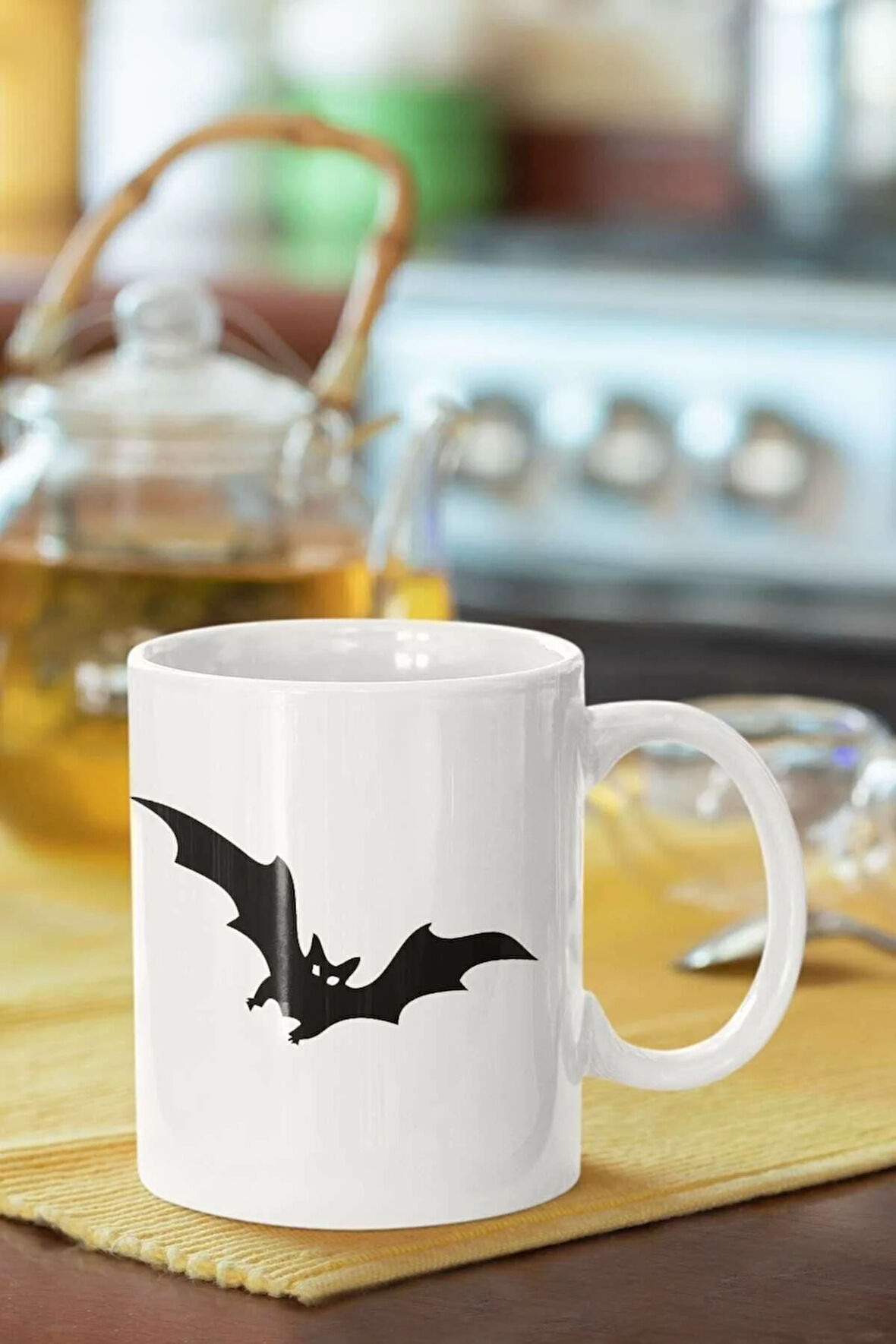 Yarasa Baskılı Porselen Kupa Bardak