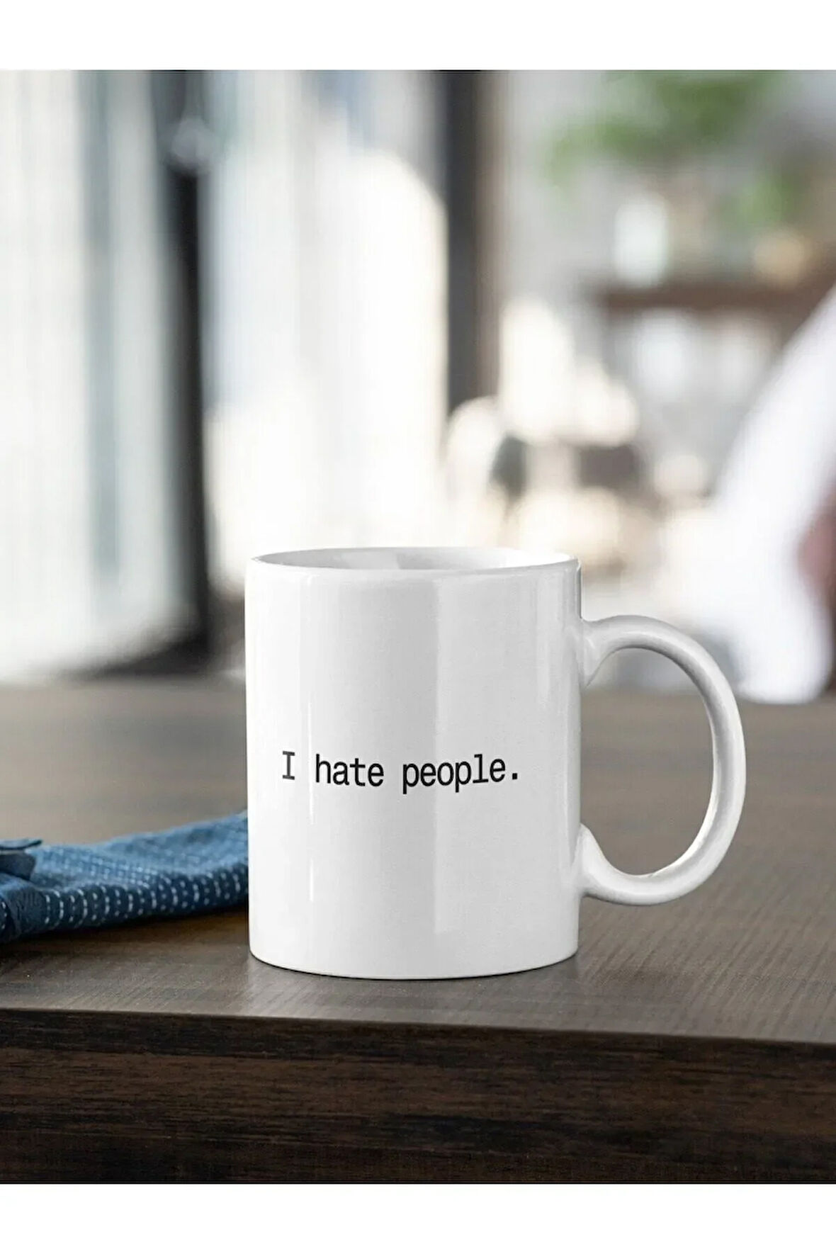 I Hate People Yazı Baskılı Kupa Beyaz