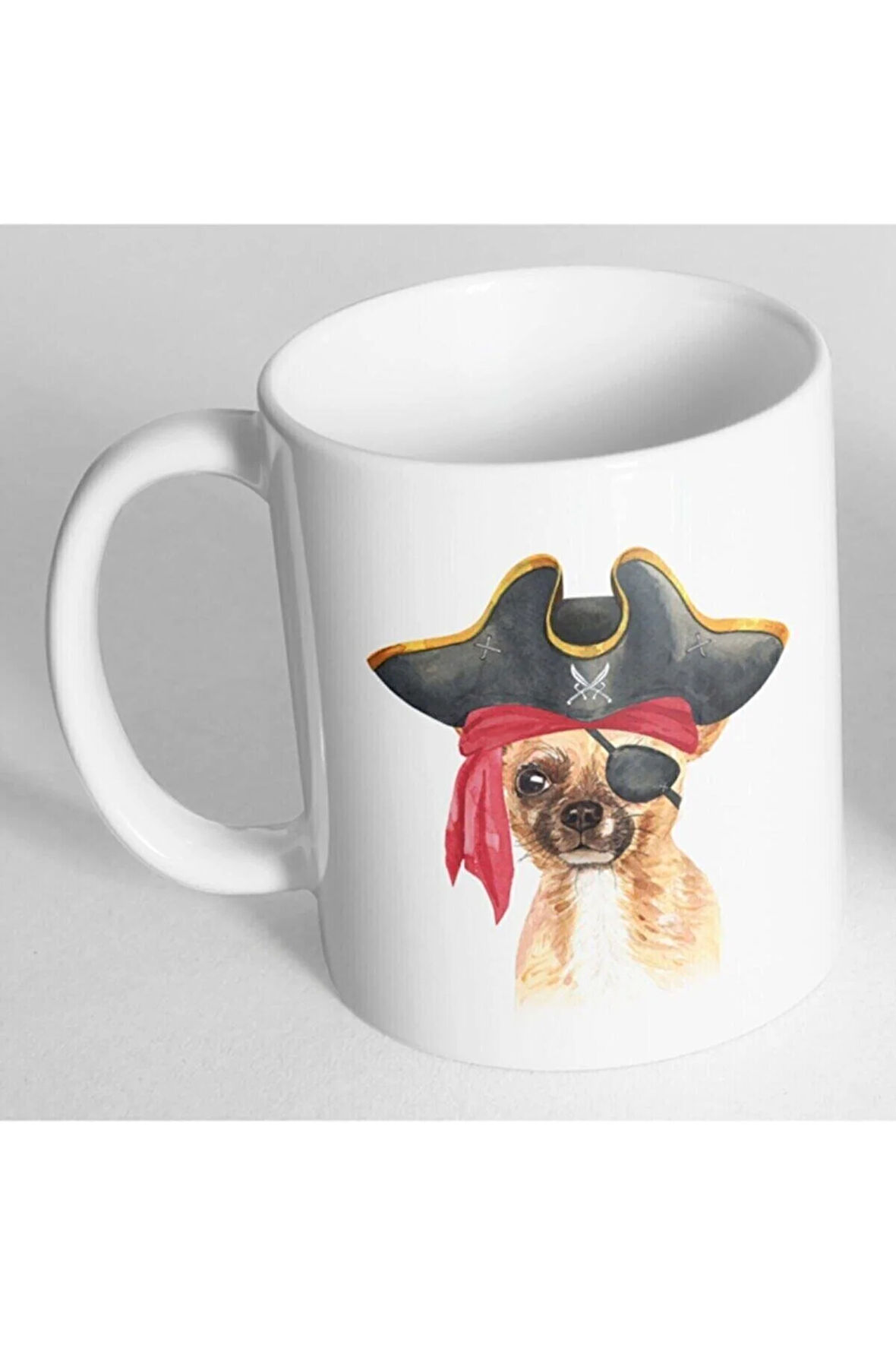 Korsan Şapkalı Sevimli Köpek Resim Baskılı Kupa Bardak