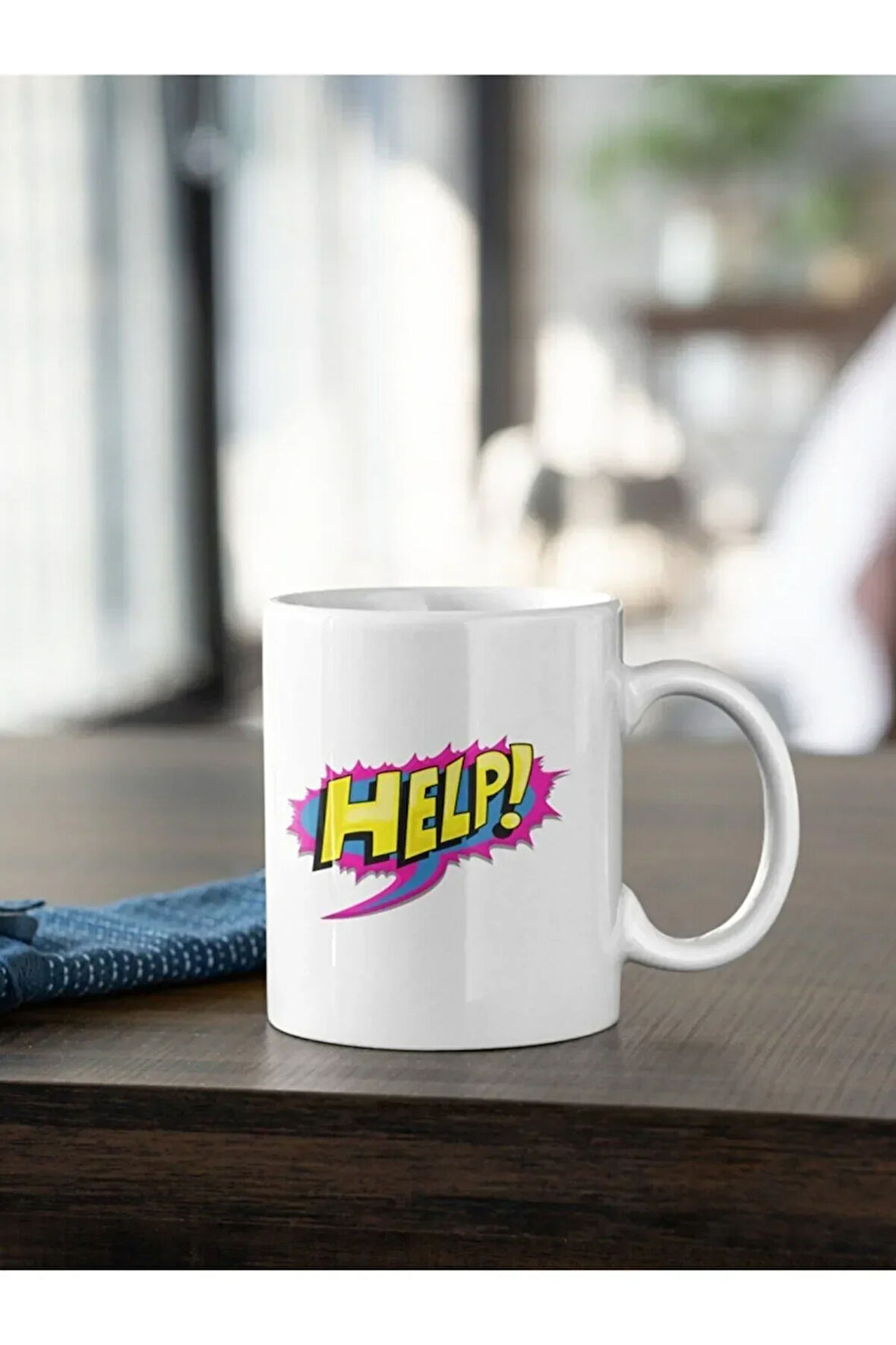 Help Yazı Baskılı Kupa