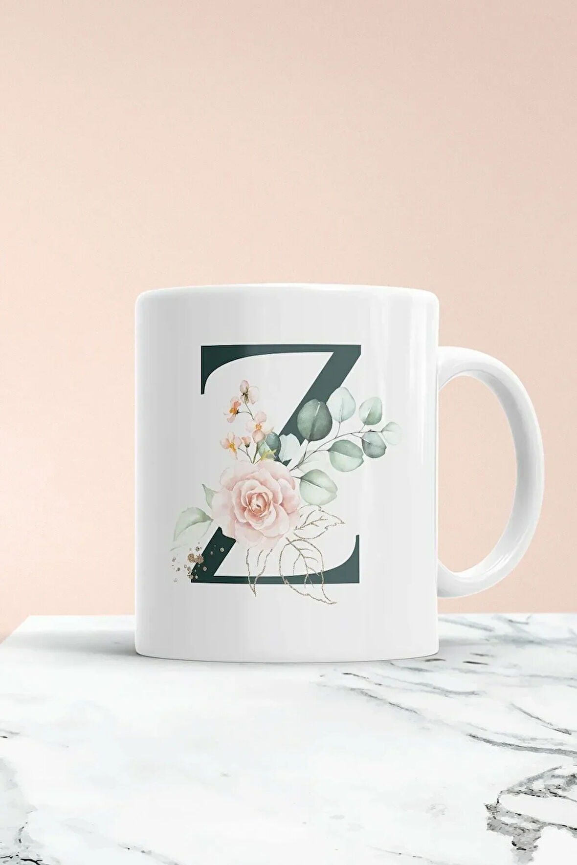 Pembe Z Harf Baskılı Spring Koleksiyon Kupa Bardak