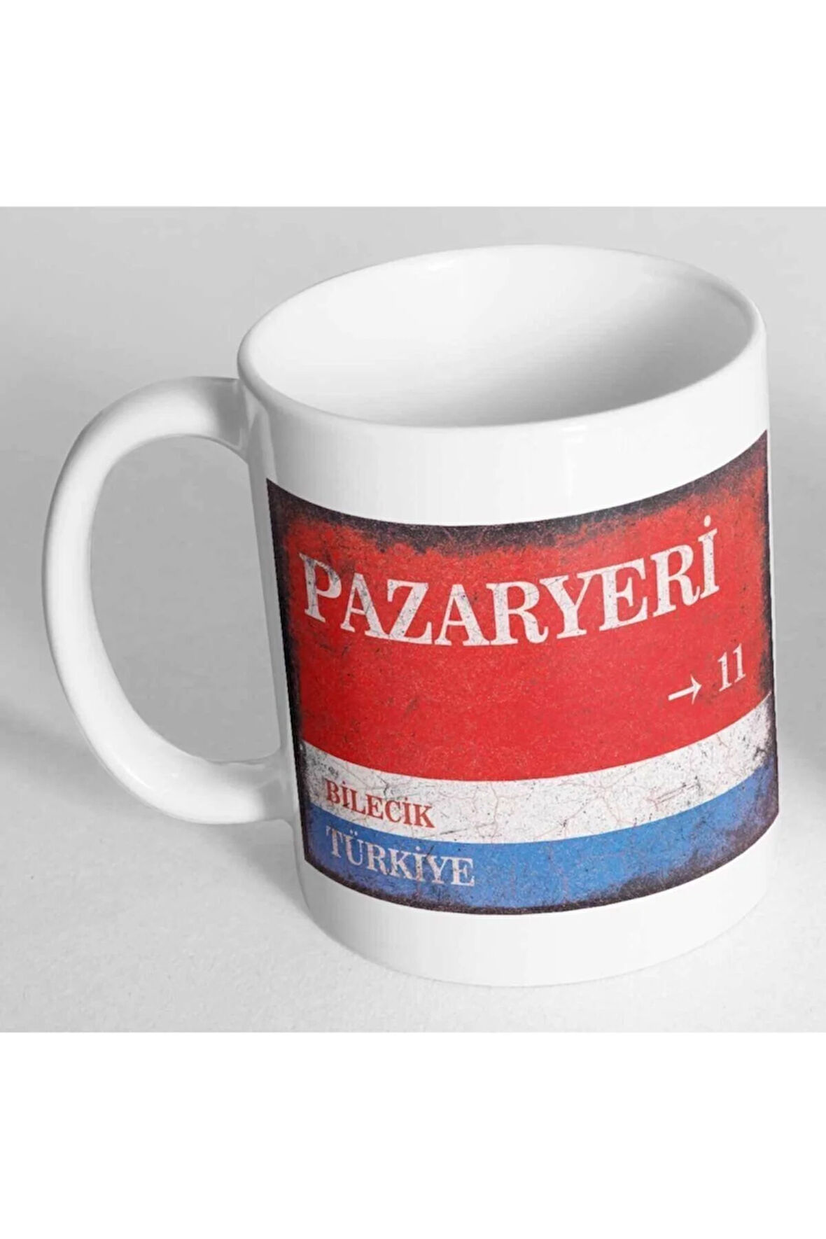 Bilecik Pazaryeri Sokak Tabelası Baskılı Kupa Bardak