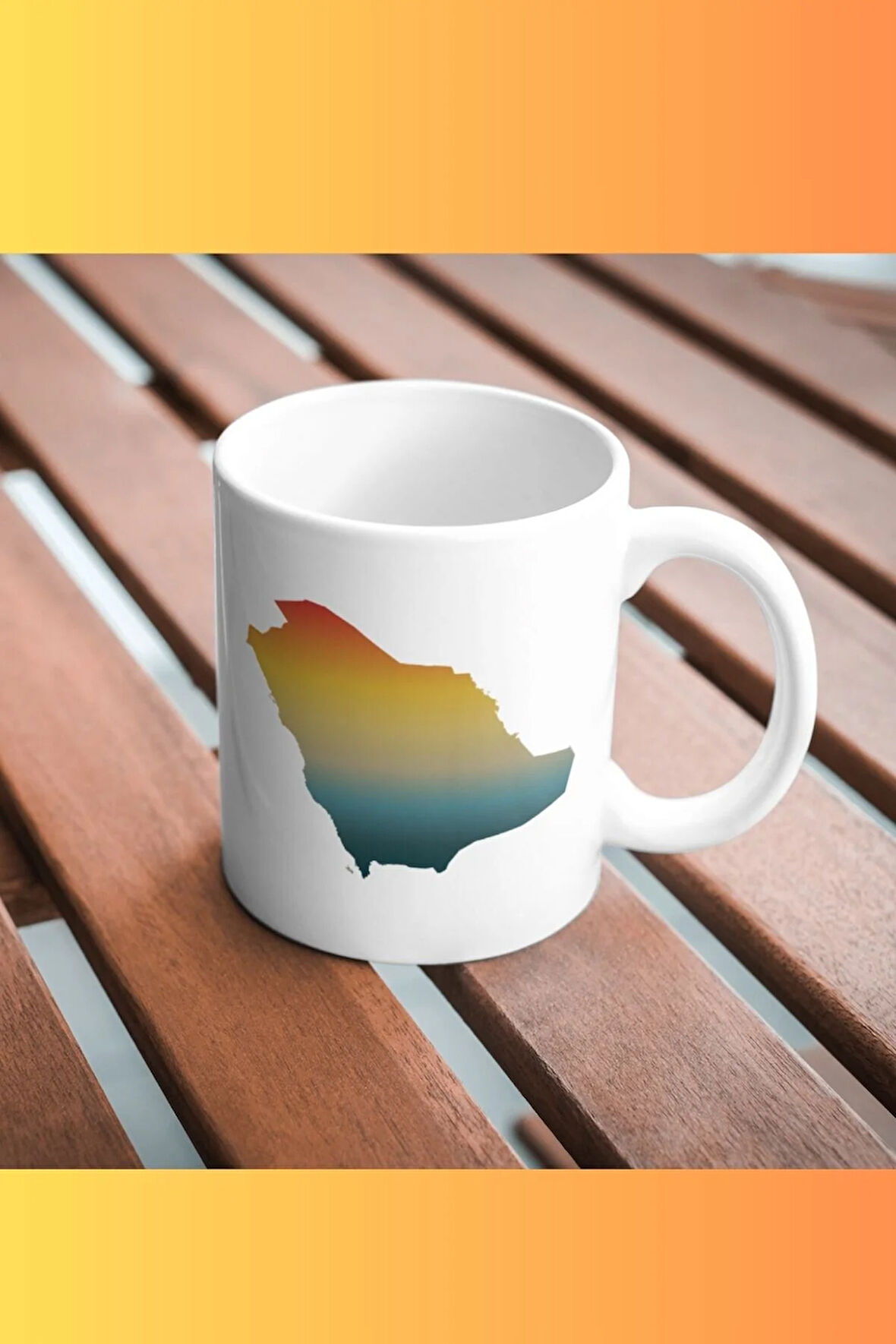 Suudi Arabistan Retro Gün Batımı Haritası Temalı Porselen Kupa