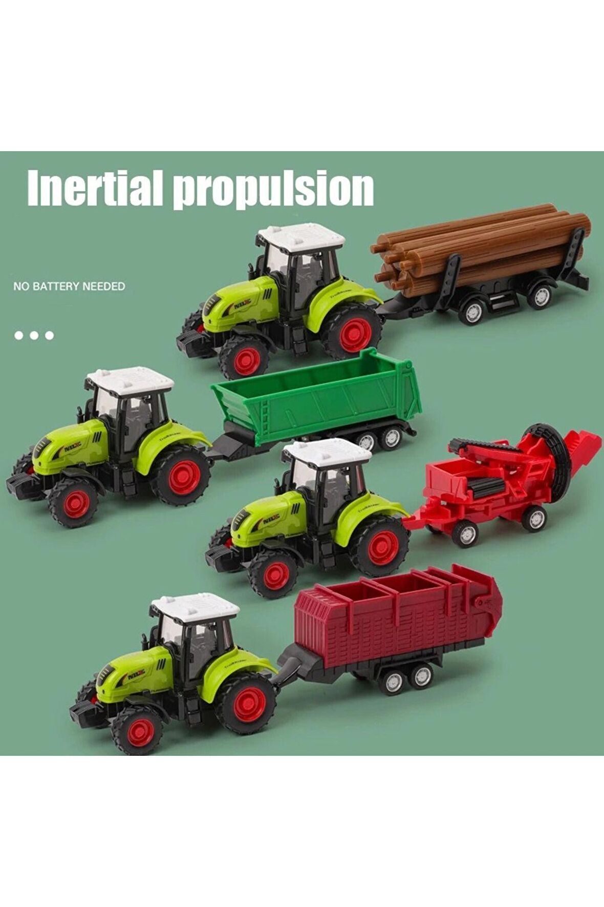 Eğitici Araçlar Römörklu Traktör Çiftlik Oyun Araç Setleri 4'Lü Oyuncak