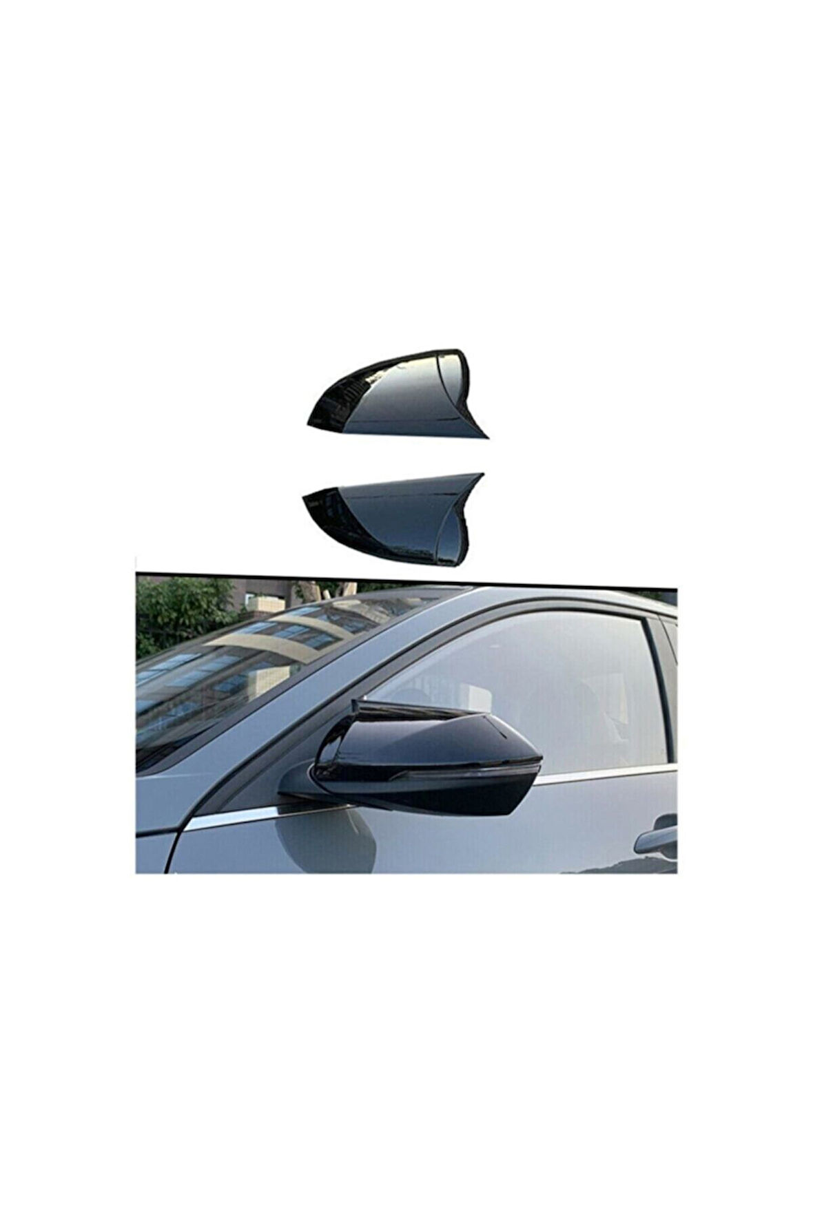 Hyundai Elantra 2021 Uyumlu Piano Black Ithal Batman Yarasa Ayna Kapağı