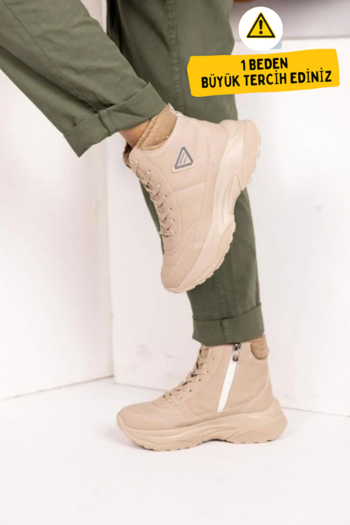 Abra Süper Hafif Ortopedik Yün Astarlı Kadın Spor Bot - Bej