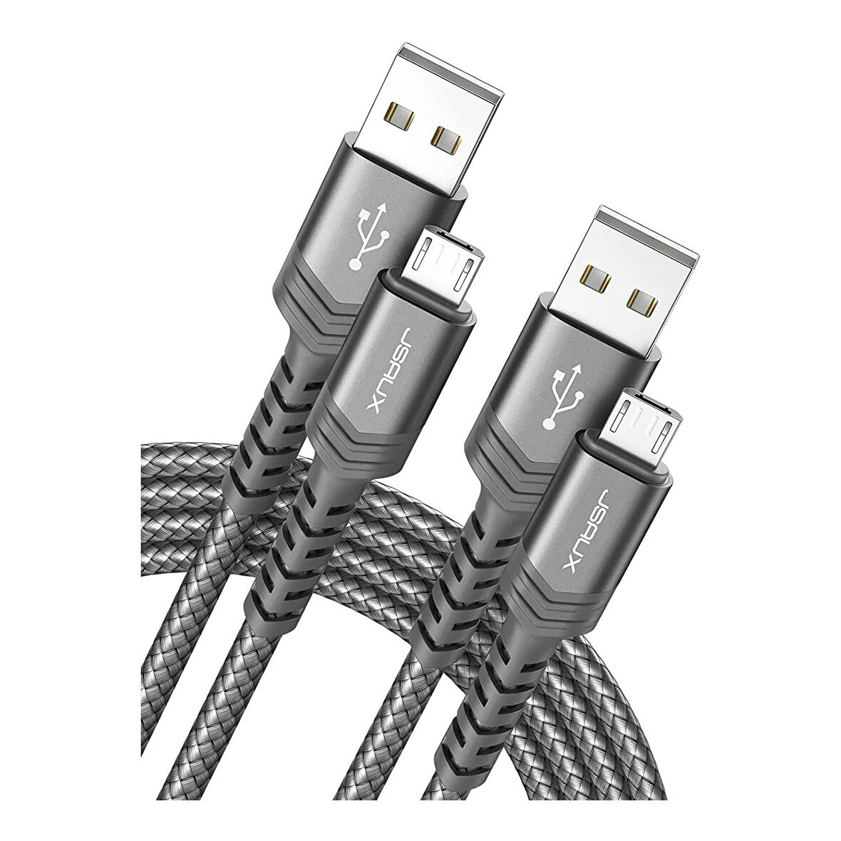 Jsaux Micro USB 2 Metre 2.4A Hızlı Şarj ve Data Kablosu cc0023 Gri 2 Metre