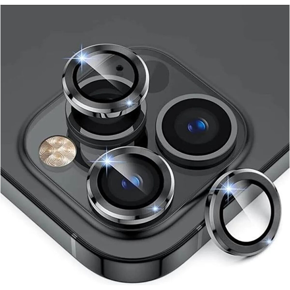 Adaman iPhone Uyumlu 12 Pro Uyumlu Kamera Mercek Lens Koruyucu SİYAH