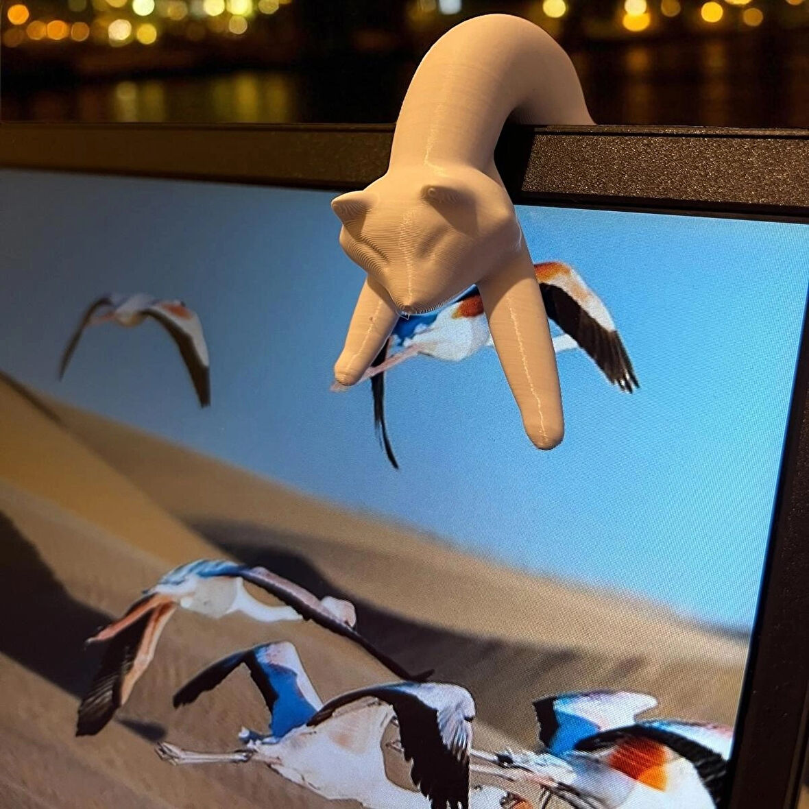 Laptop Monitör Üstü Kedi Figürü