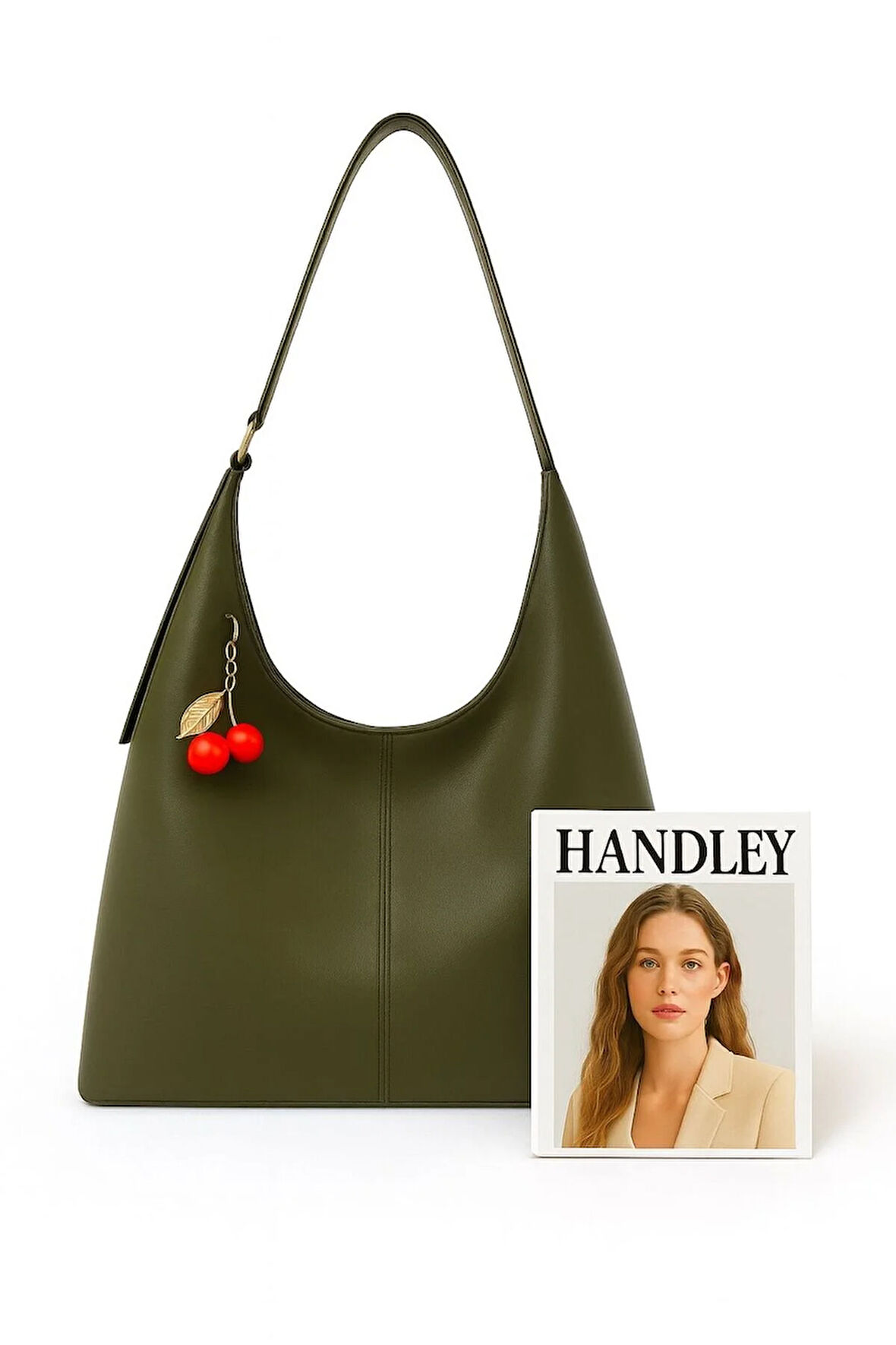 Lüks Omuz Çantası – Kiraz Charm Detaylı, Ayarlanabilir Askılı