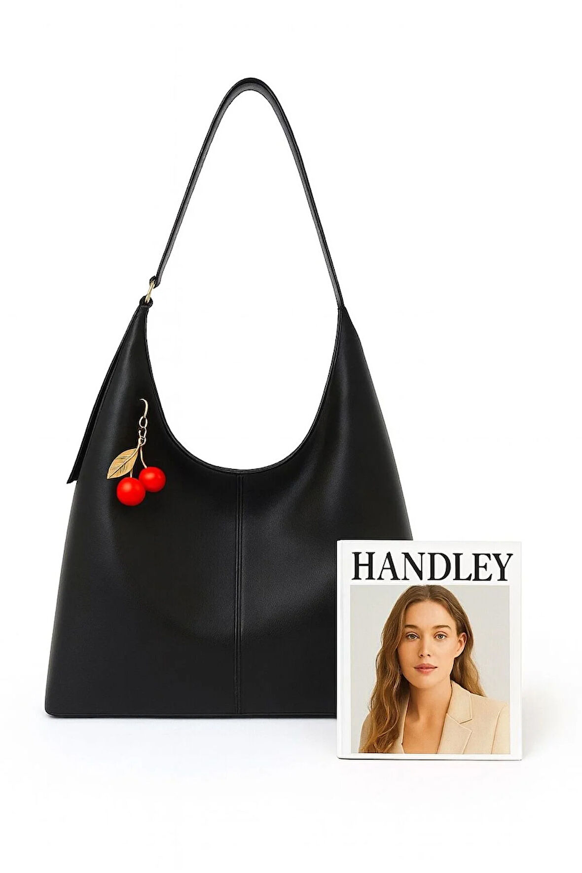 Lüks Omuz Çantası – Kiraz Charm Detaylı, Ayarlanabilir Askılı