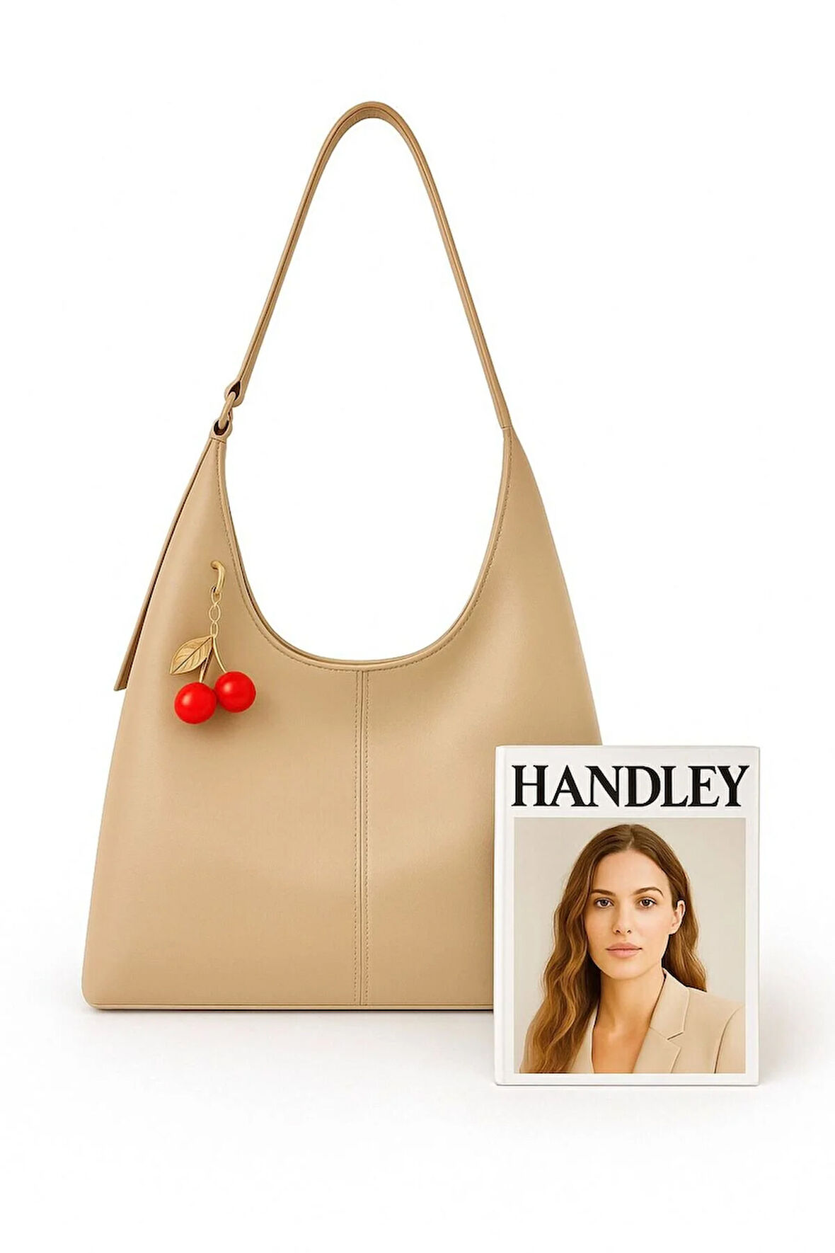 Lüks Omuz Çantası – Kiraz Charm Detaylı, Ayarlanabilir Askılı